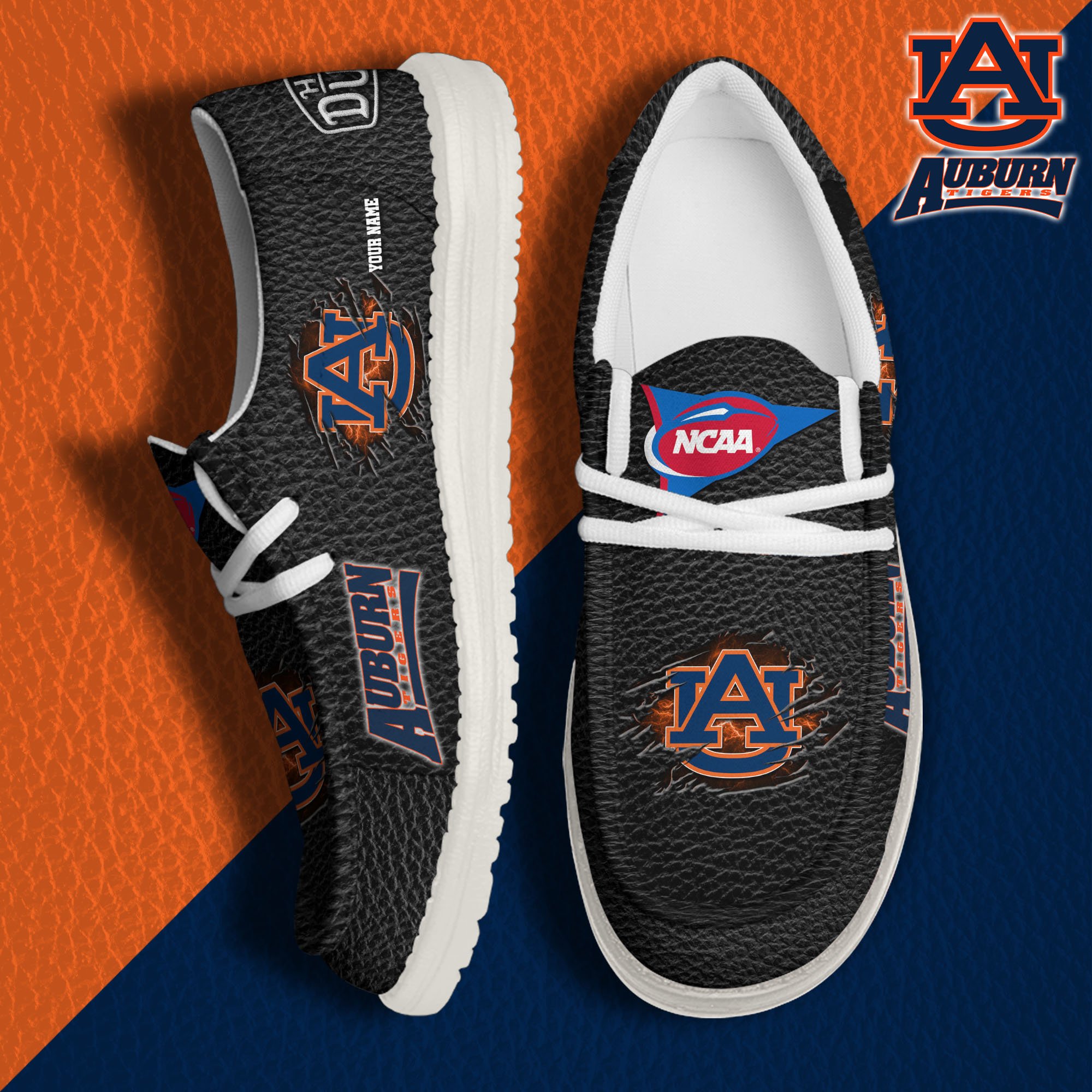 Auburn Tigers Hey Dude Canvas Loafer Shoes 2024 Version Custom Your Name, Sport Shoes For Lovers, Sport Team Shoes ETRG-61855