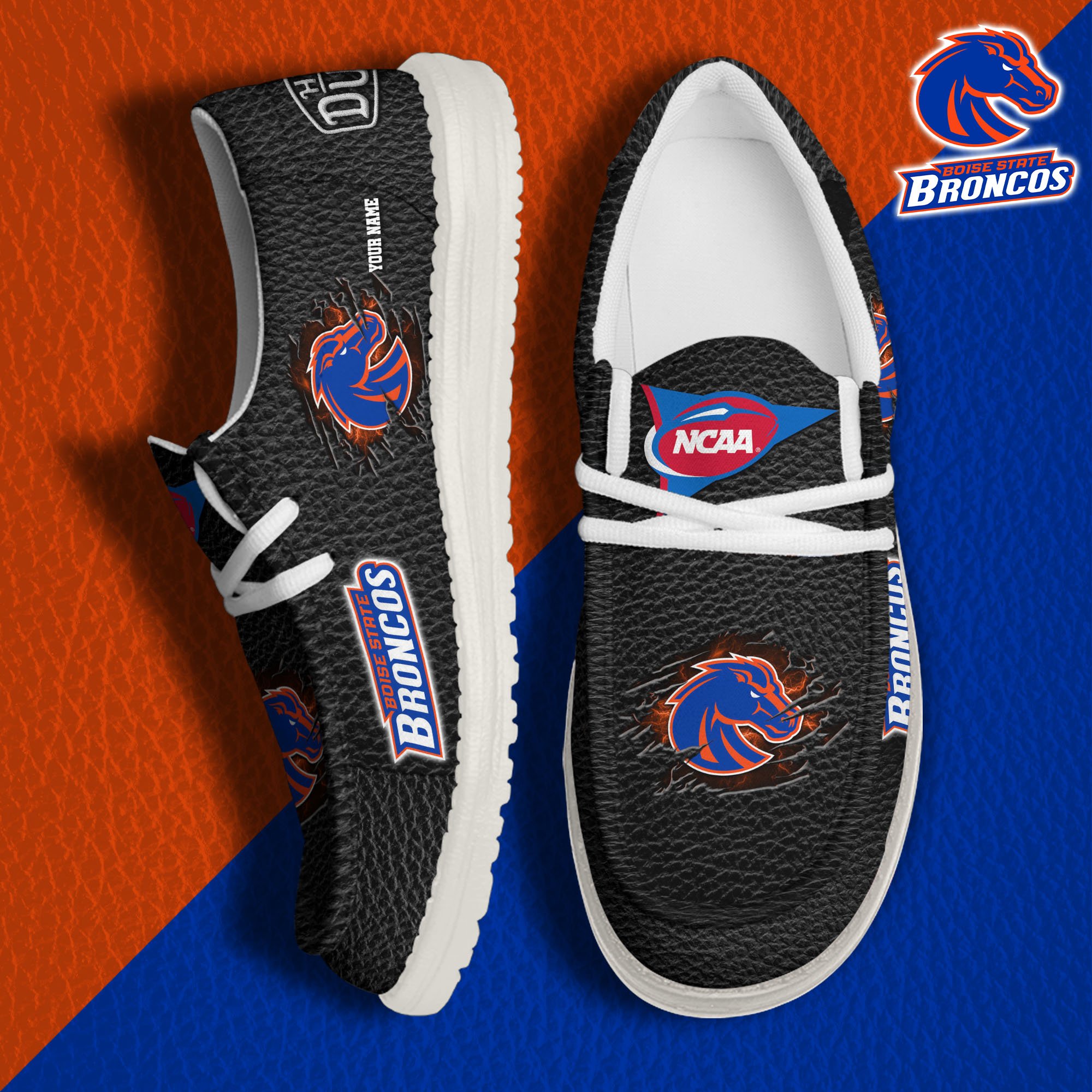 Boise State Broncos Hey Dude Canvas Loafer Shoes 2024 Version Custom Your Name, Sport Shoes For Lovers, Sport Team Shoes ETRG-61855