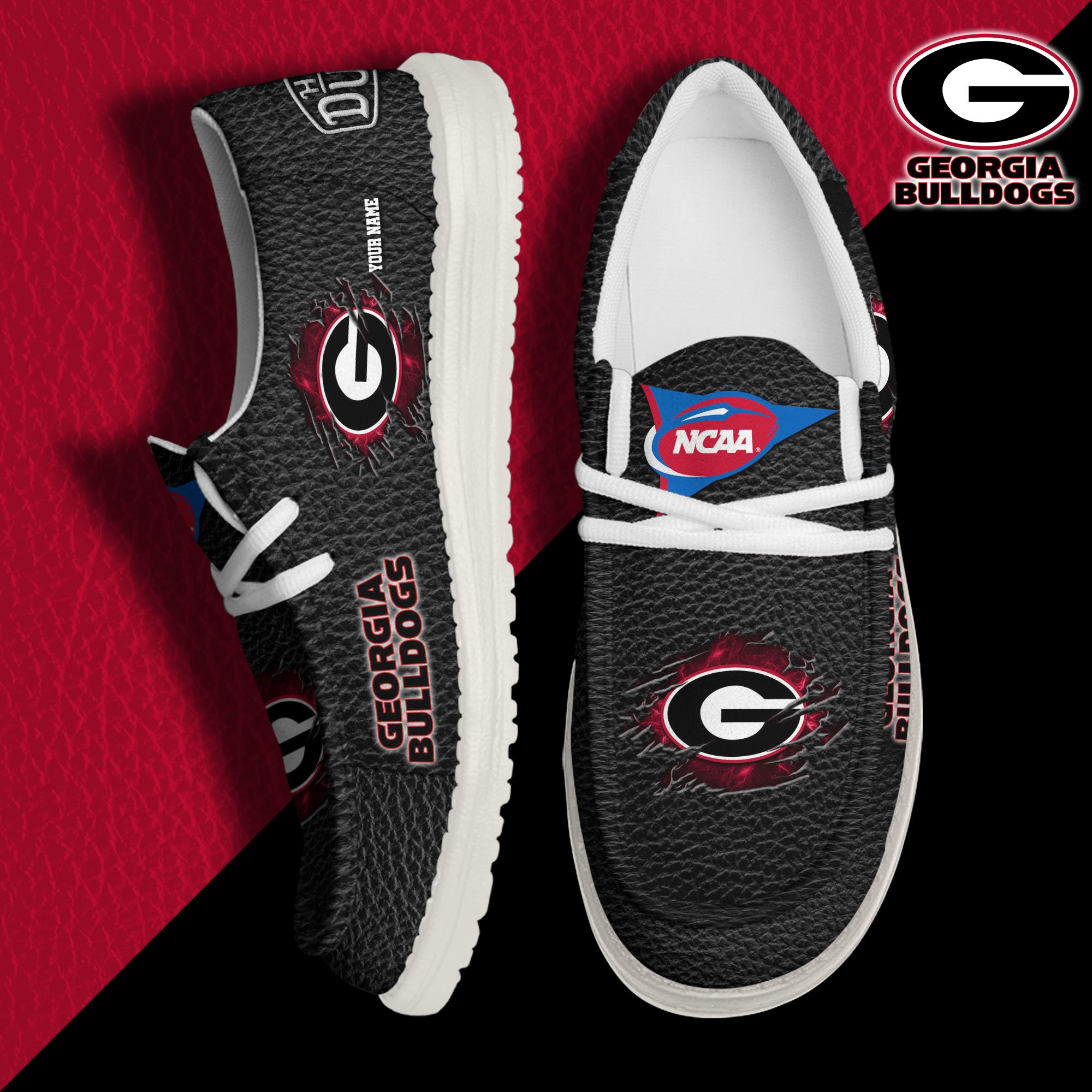 Georgia Bulldogs Hey Dude Canvas Loafer Shoes 2024 Version Custom Your Name, Sport Shoes For Lovers, Sport Team Shoes ETRG-61855