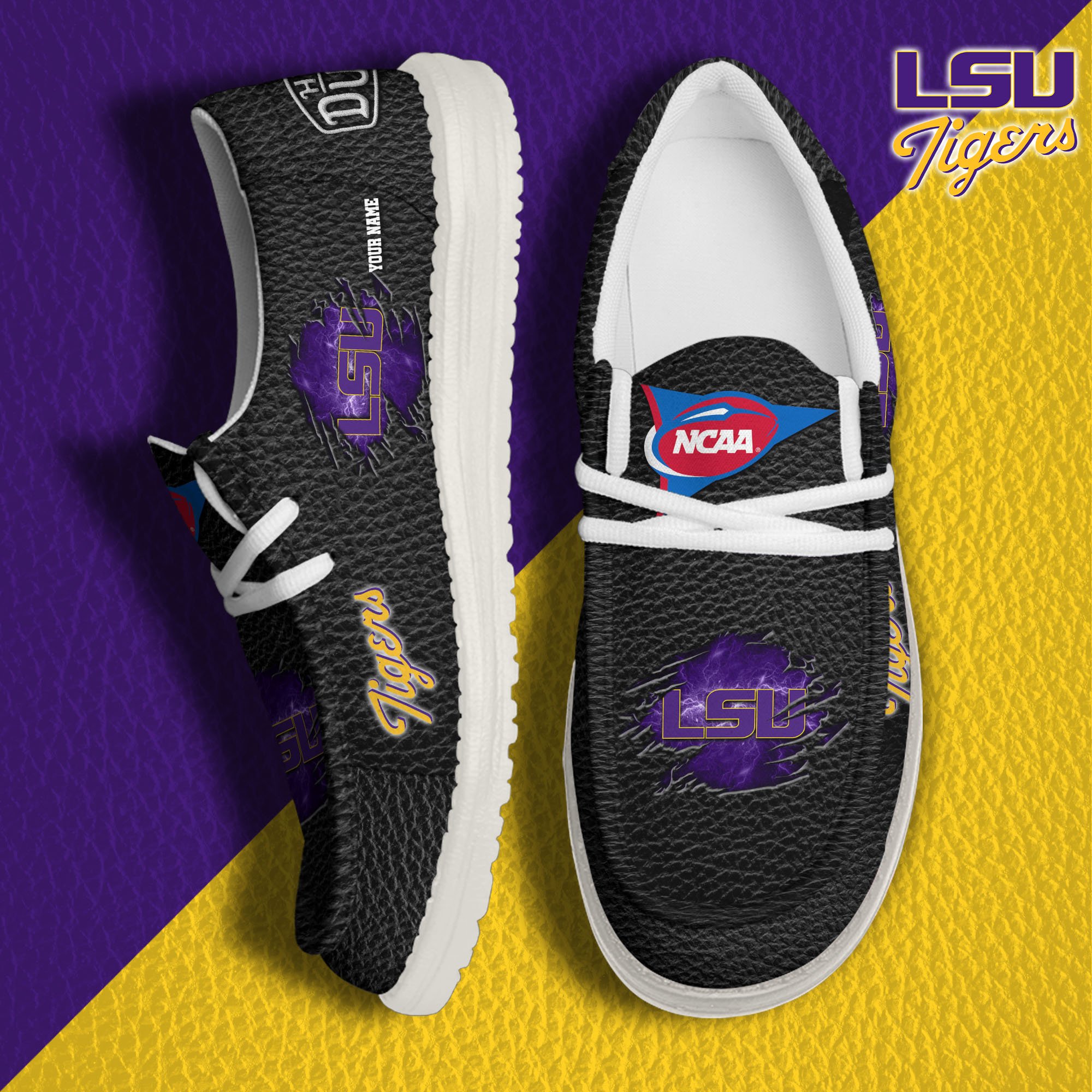 LSU TIGERS Hey Dude Canvas Loafer Shoes 2024 Version Custom Your Name, Sport Shoes For Lovers, Sport Team Shoes ETRG-61855