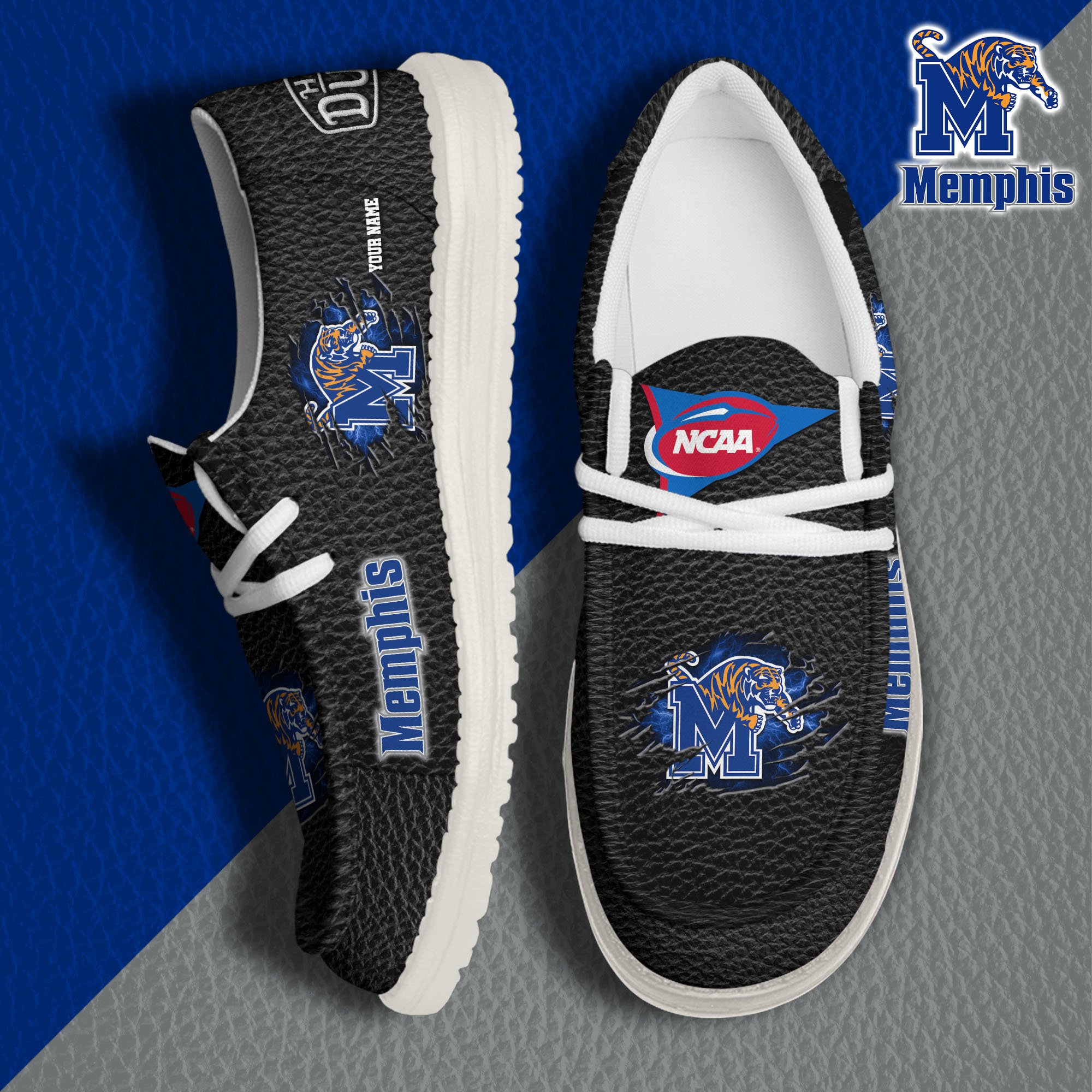 Memphis Tigers Hey Dude Canvas Loafer Shoes 2024 Version Custom Your Name, Sport Shoes For Lovers, Sport Team Shoes ETRG-61855