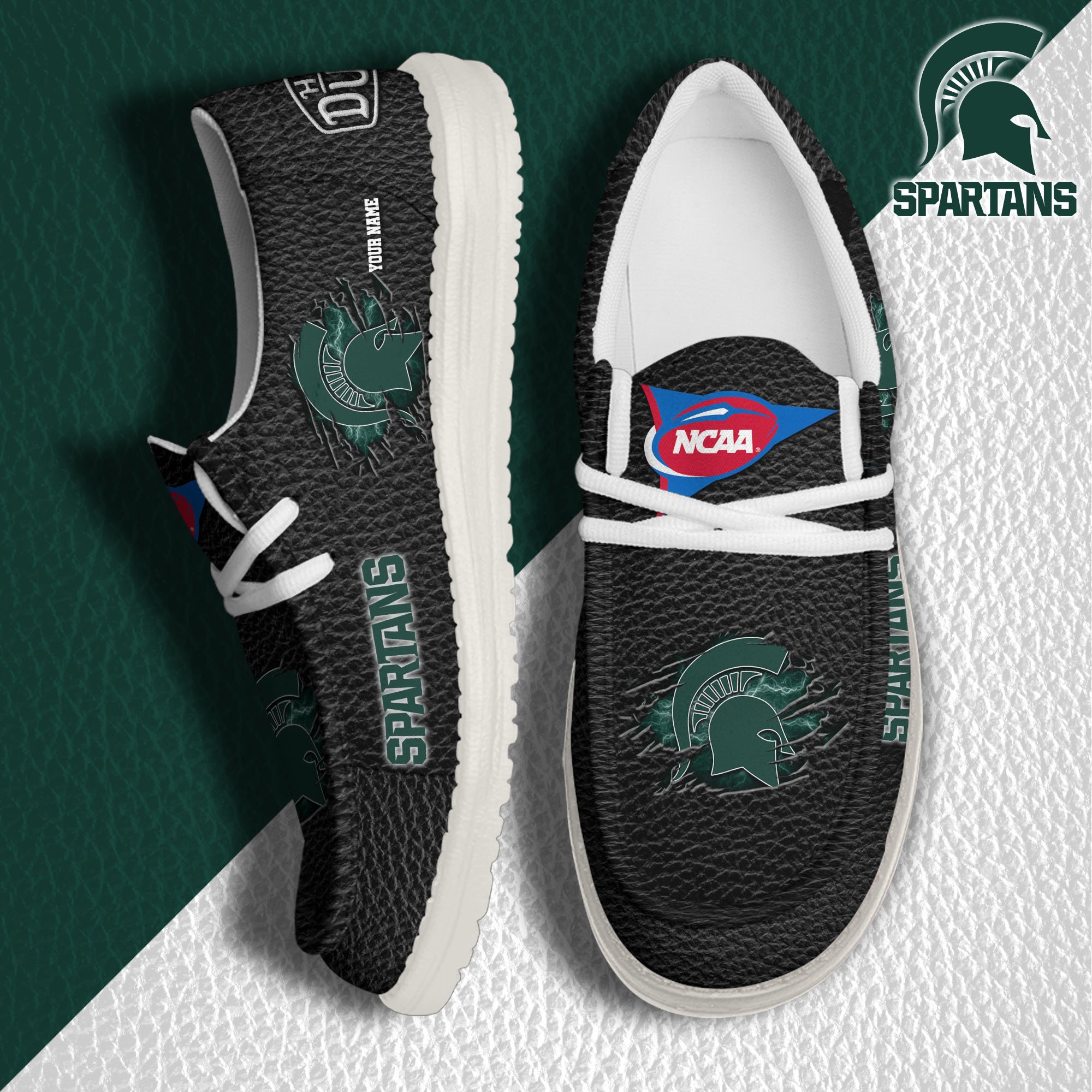 Michigan State Spartans Hey Dude Canvas Loafer Shoes 2024 Version Custom Your Name, Sport Shoes For Lovers, Sport Team Shoes ETRG-61855