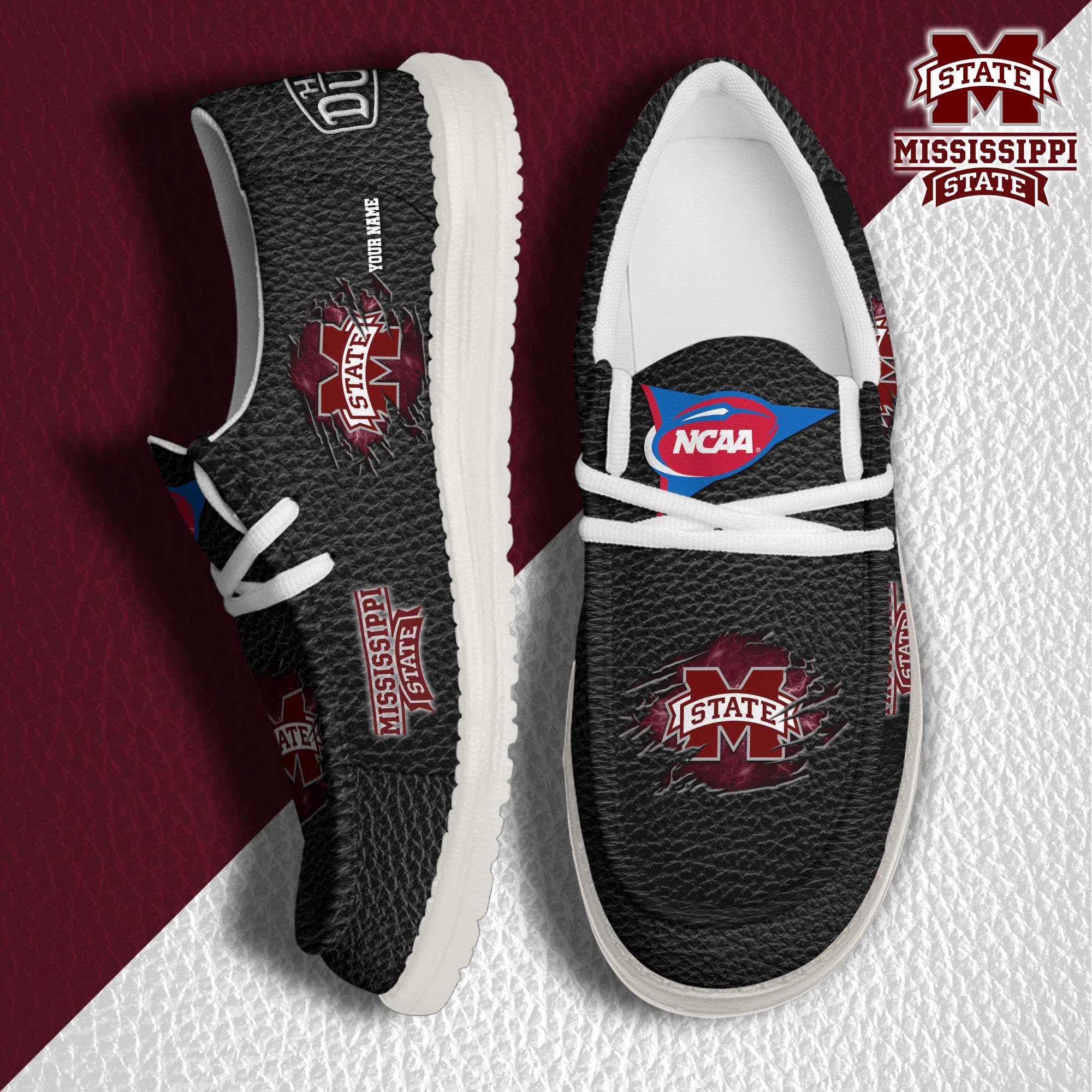 Mississippi State Bulldogs Hey Dude Canvas Loafer Shoes 2024 Version Custom Your Name, Sport Shoes For Lovers, Sport Team Shoes ETRG-61855