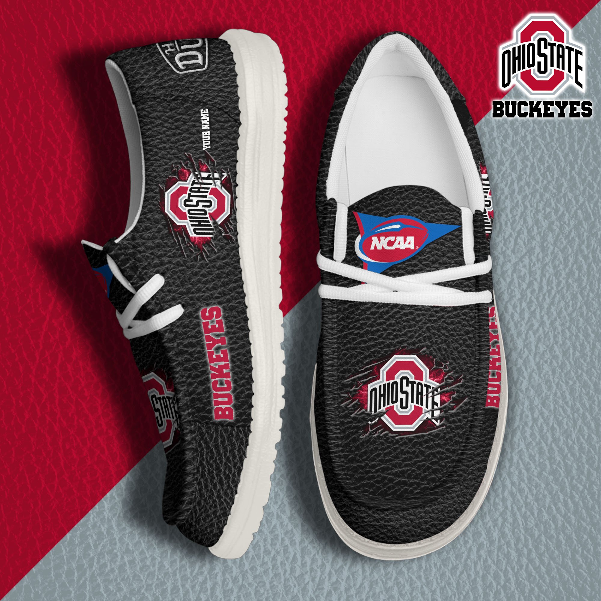 Ohio State Buckeyes Hey Dude Canvas Loafer Shoes 2024 Version Custom Your Name, Sport Shoes For Lovers, Sport Team Shoes ETRG-61855