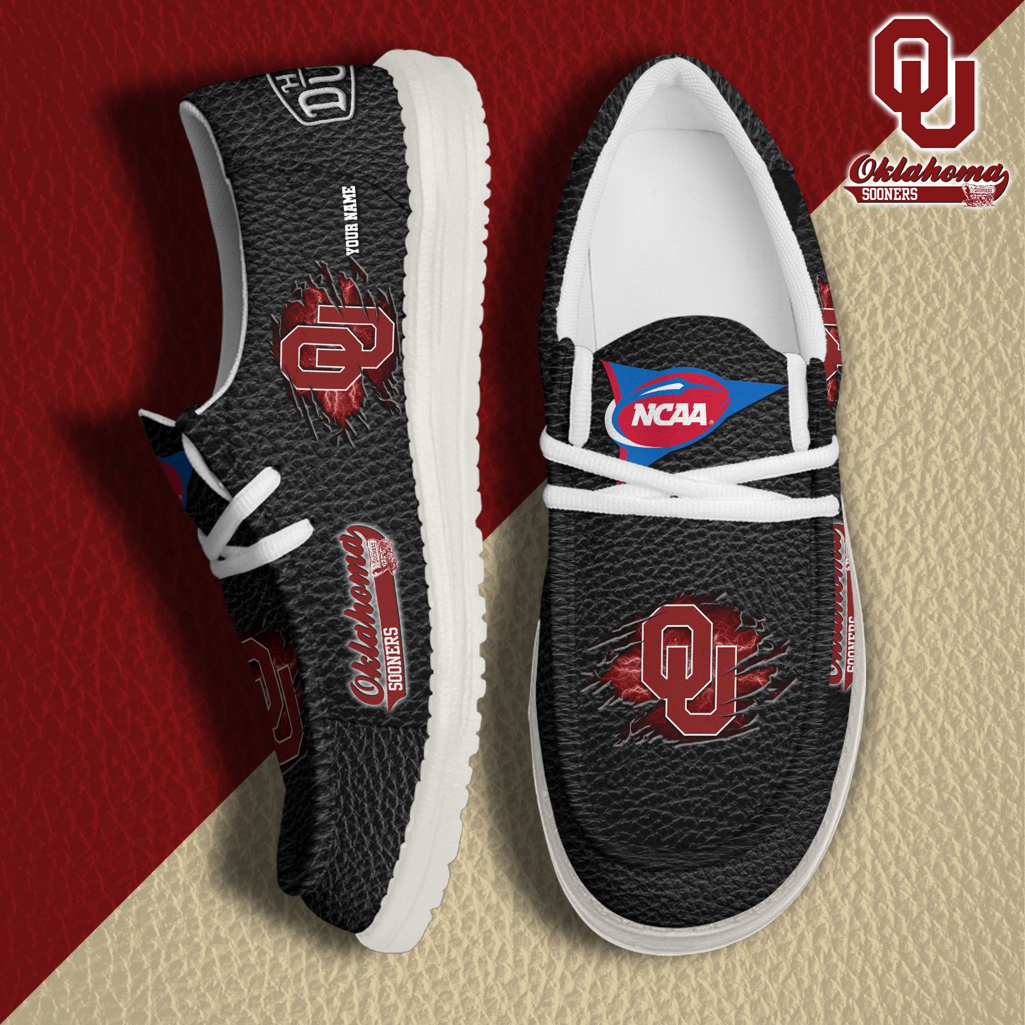 Oklahoma Sooners Hey Dude Canvas Loafer Shoes 2024 Version Custom Your Name, Sport Shoes For Lovers, Sport Team Shoes ETRG-61855