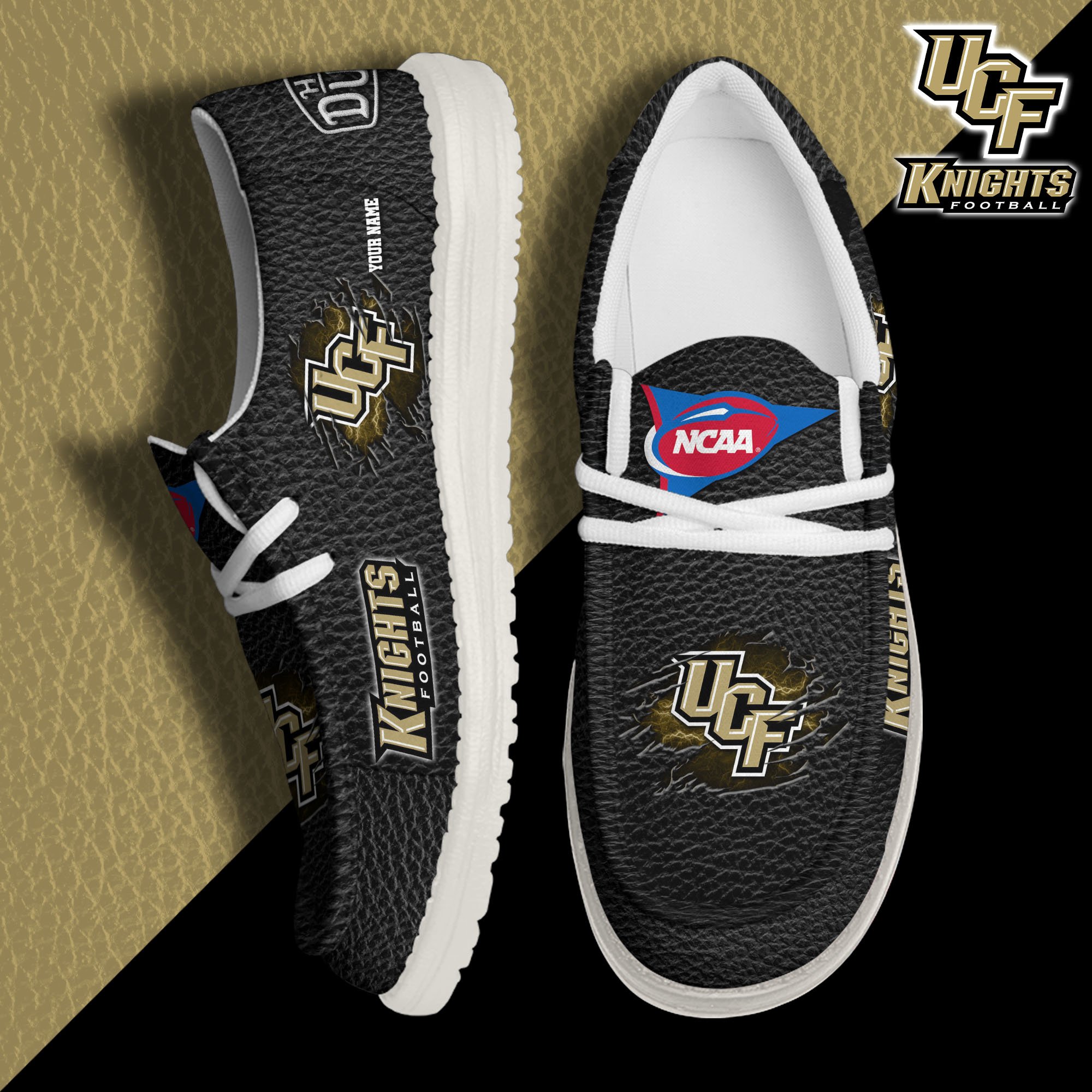 UCF Knights Hey Dude Canvas Loafer Shoes 2024 Version Custom Your Name, Sport Shoes For Lovers, Sport Team Shoes ETRG-61855