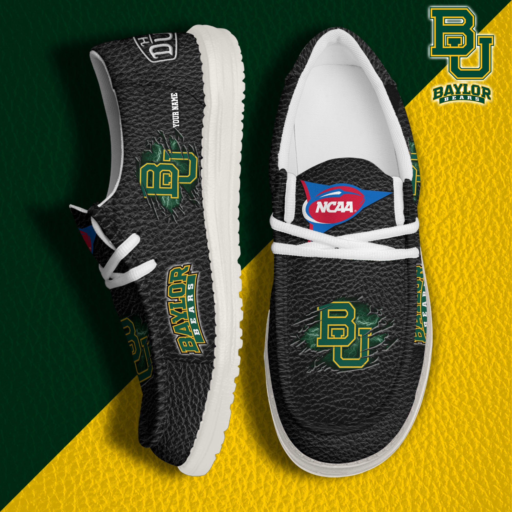 Baylor Bears Hey Dude Canvas Loafer Shoes 2024 Version Custom Your Name, Sport Shoes For Lovers, Sport Team Shoes ETRG-61855