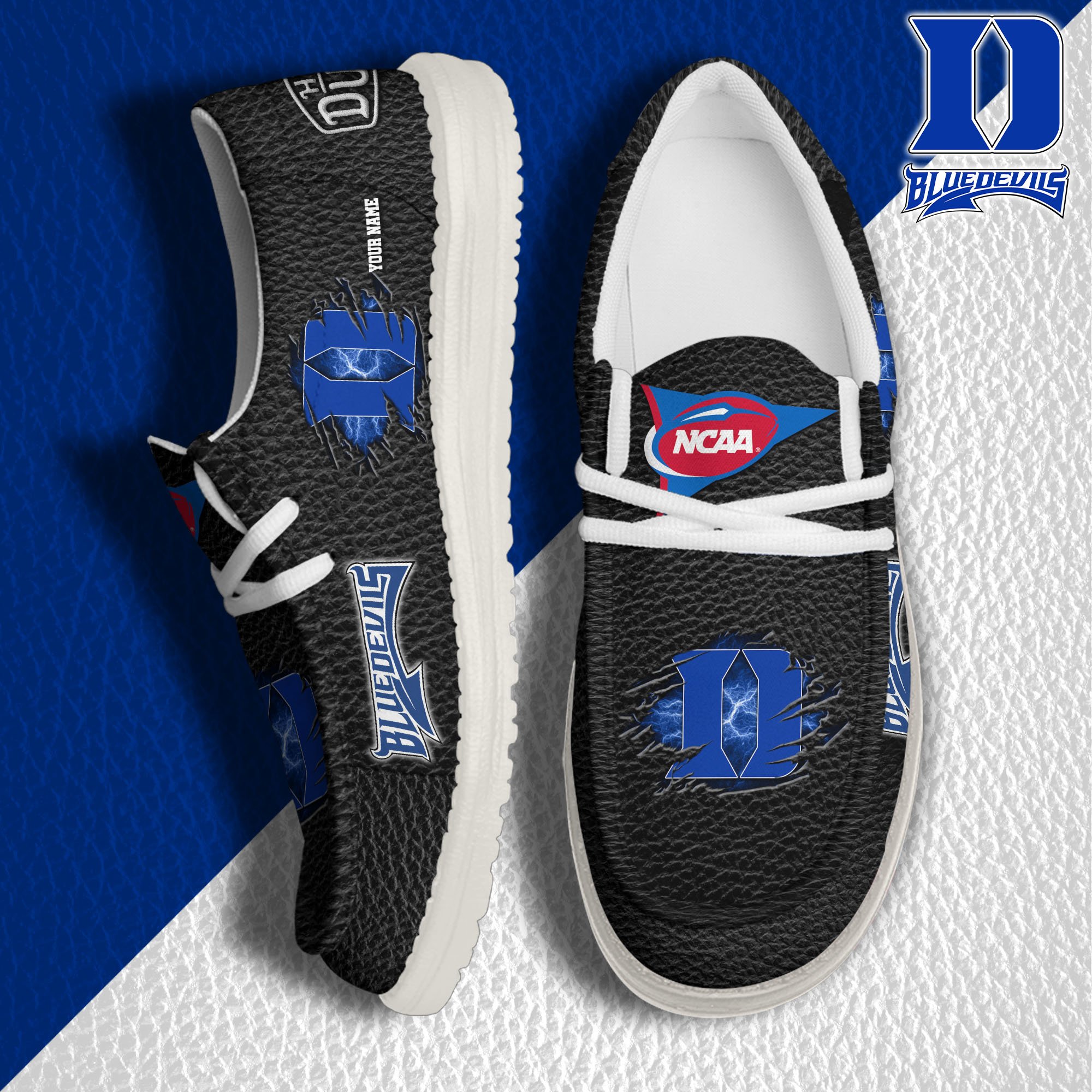 Duke Blue Devils Hey Dude Canvas Loafer Shoes 2024 Version Custom Your Name, Sport Shoes For Lovers, Sport Team Shoes ETRG-61855