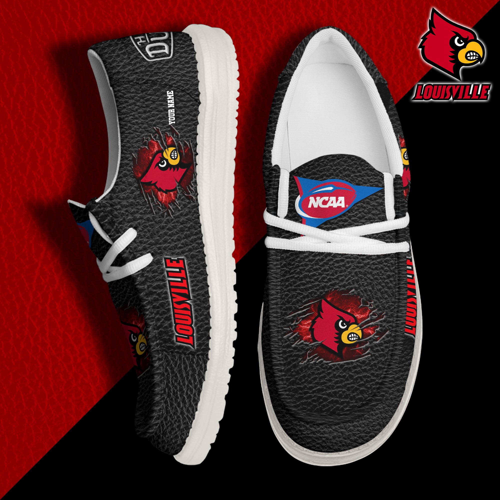 Louisville Cardinals Hey Dude Canvas Loafer Shoes 2024 Version Custom Your Name, Sport Shoes For Lovers, Sport Team Shoes ETRG-61855