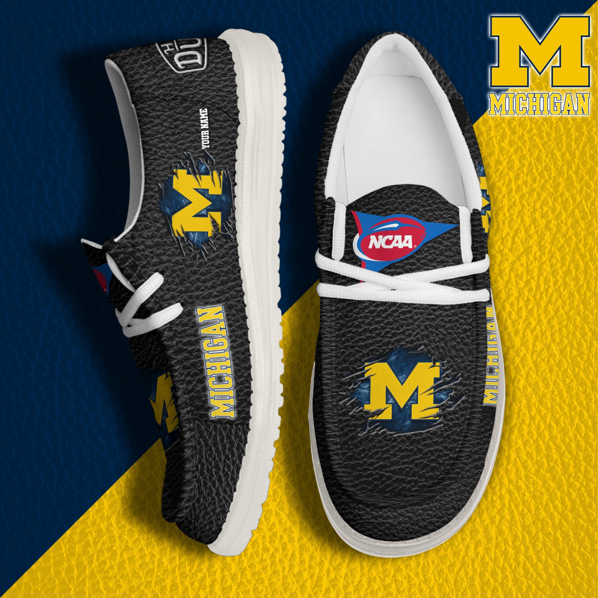 Michigan Wolverines Hey Dude Canvas Loafer Shoes 2024 Version Custom Your Name, Sport Shoes For Lovers, Sport Team Shoes ETRG-61855