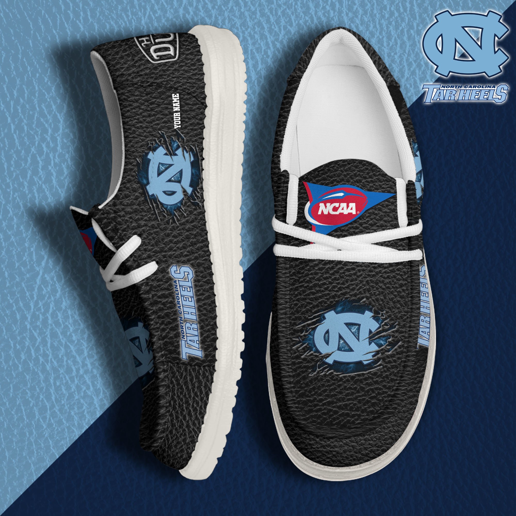 North Carolina Tar Heels Hey Dude Canvas Loafer Shoes 2024 Version Custom Your Name, Sport Shoes For Lovers, Sport Team Shoes ETRG-61855