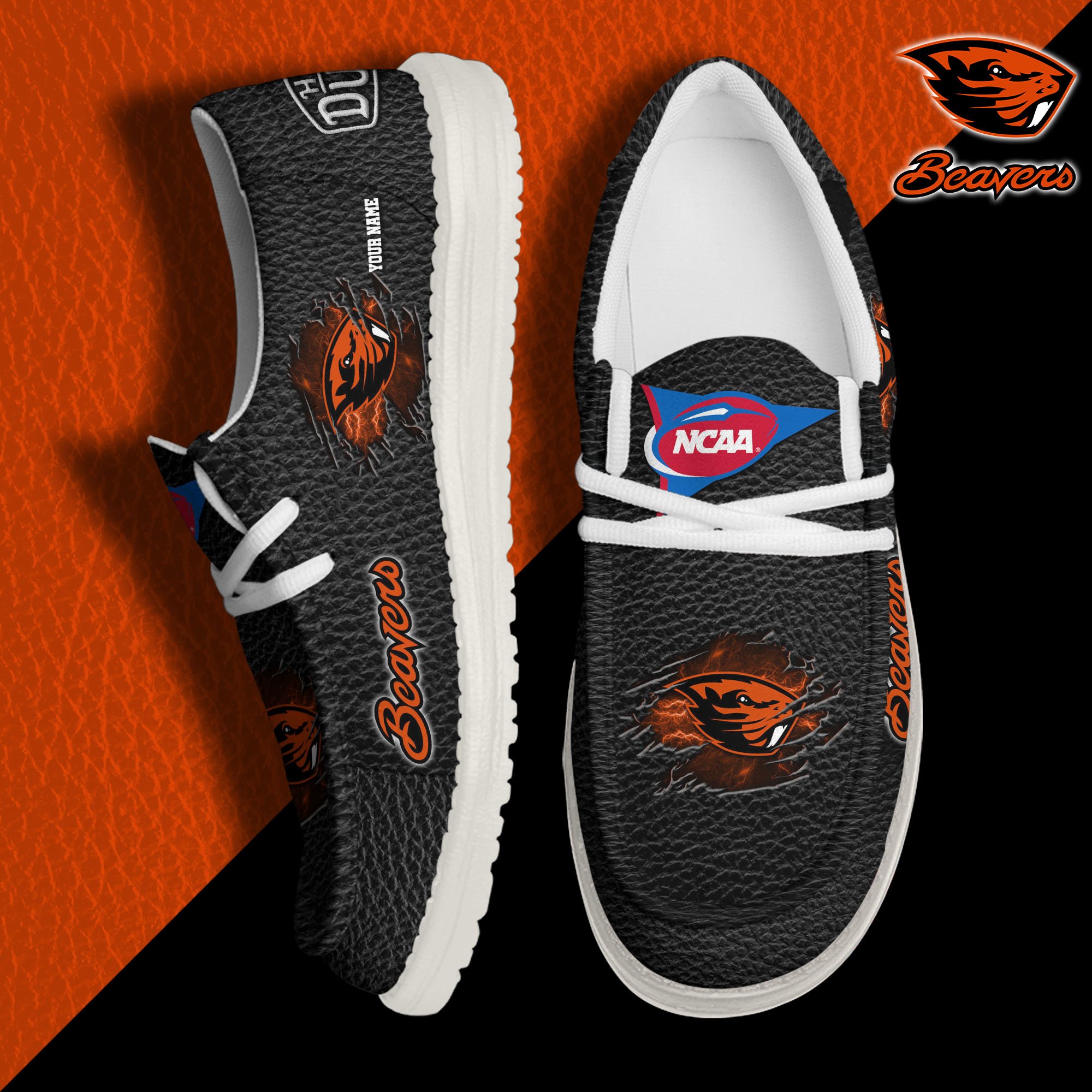 Oregon State Beavers Hey Dude Canvas Loafer Shoes 2024 Version Custom Your Name, Sport Shoes For Lovers, Sport Team Shoes ETRG-61855