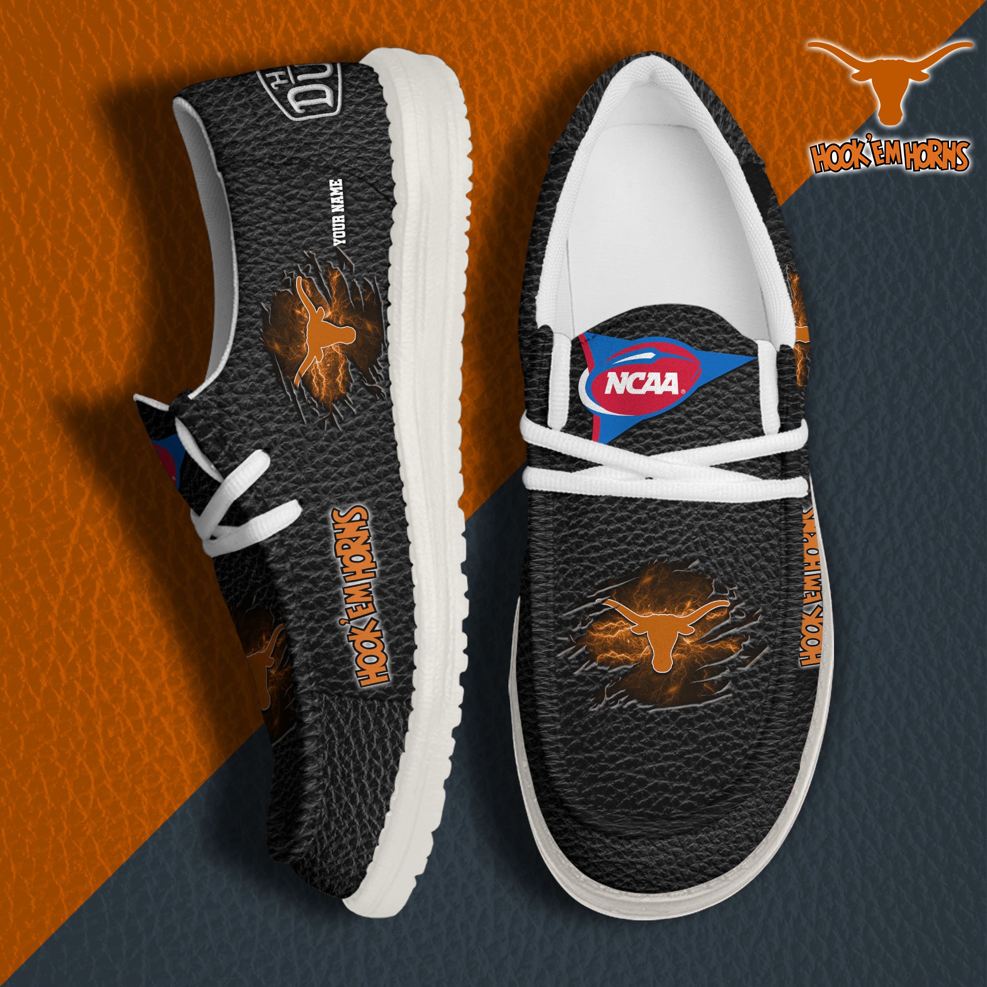 Texas Longhorns Hey Dude Canvas Loafer Shoes 2024 Version Custom Your Name, Sport Shoes For Lovers, Sport Team Shoes ETRG-61855