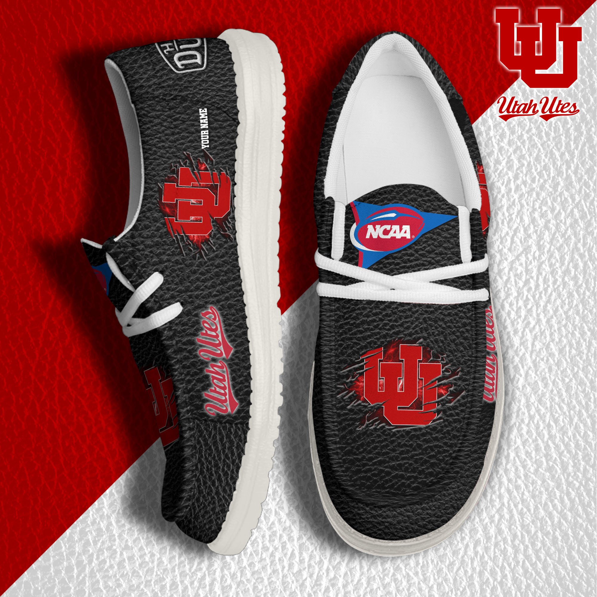 Utah Utes Hey Dude Canvas Loafer Shoes 2024 Version Custom Your Name, Sport Shoes For Lovers, Sport Team Shoes ETRG-61855