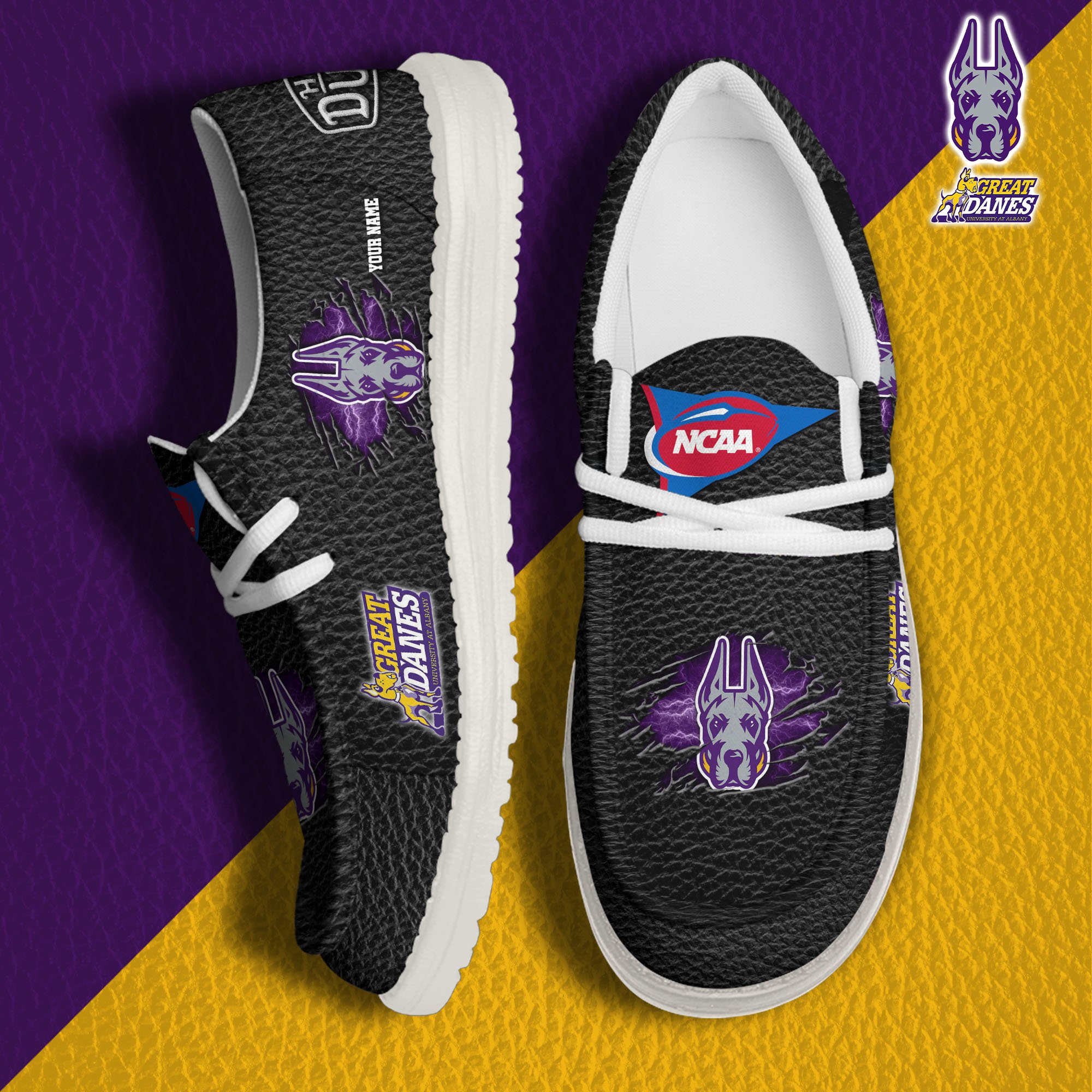 Albany Great Danes Hey Dude Canvas Loafer Shoes 2024 Version Custom Your Name, Sport Shoes For Lovers, Sport Team Shoes ETRG-61855