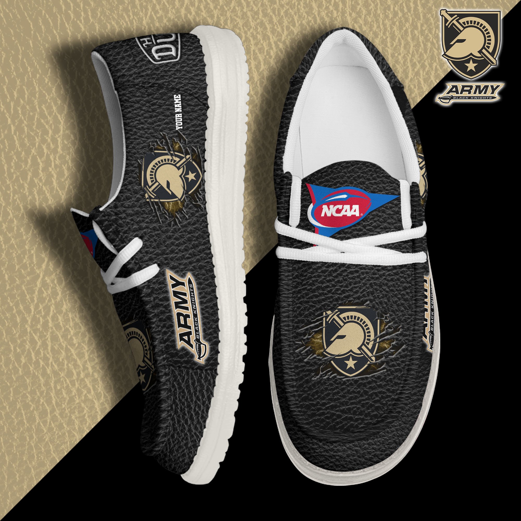 Army Black Knights Hey Dude Canvas Loafer Shoes 2024 Version Custom Your Name, Sport Shoes For Lovers, Sport Team Shoes ETRG-61855