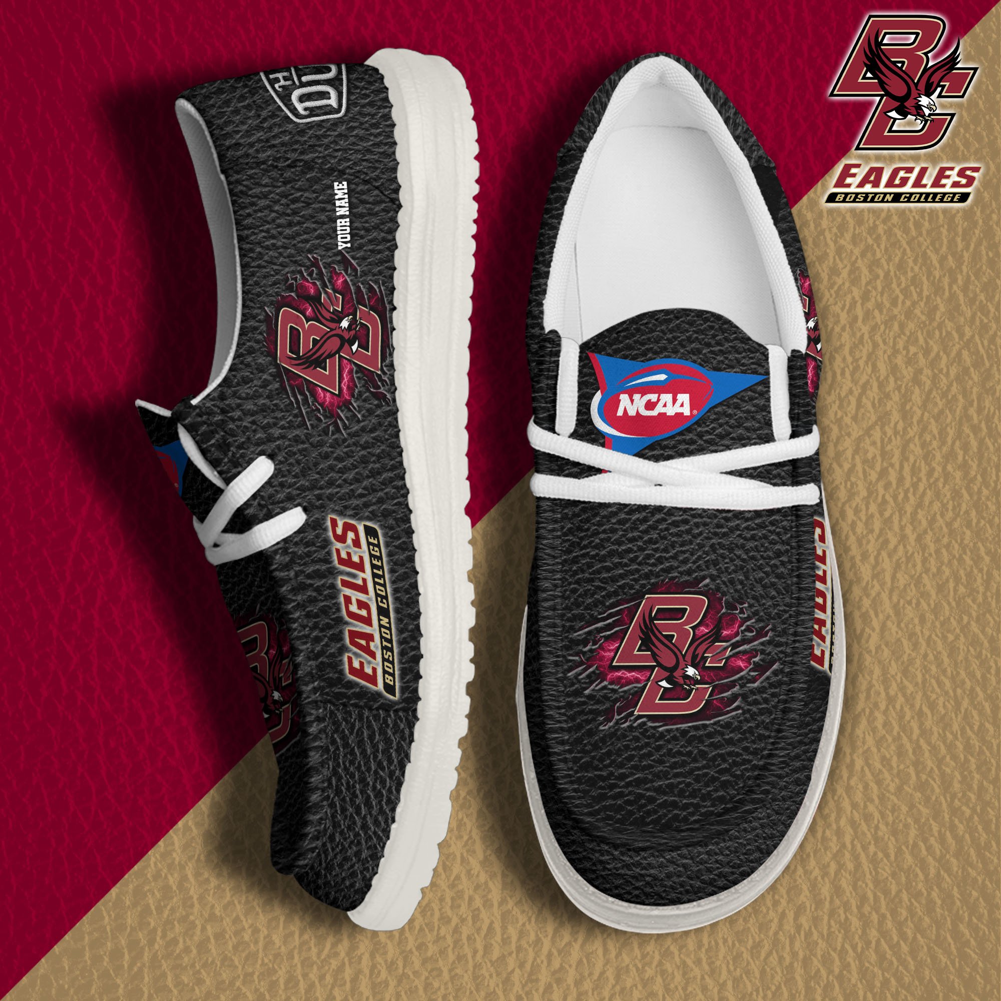 Boston College Eagles Hey Dude Canvas Loafer Shoes 2024 Version Custom Your Name, Sport Shoes For Lovers, Sport Team Shoes ETRG-61855