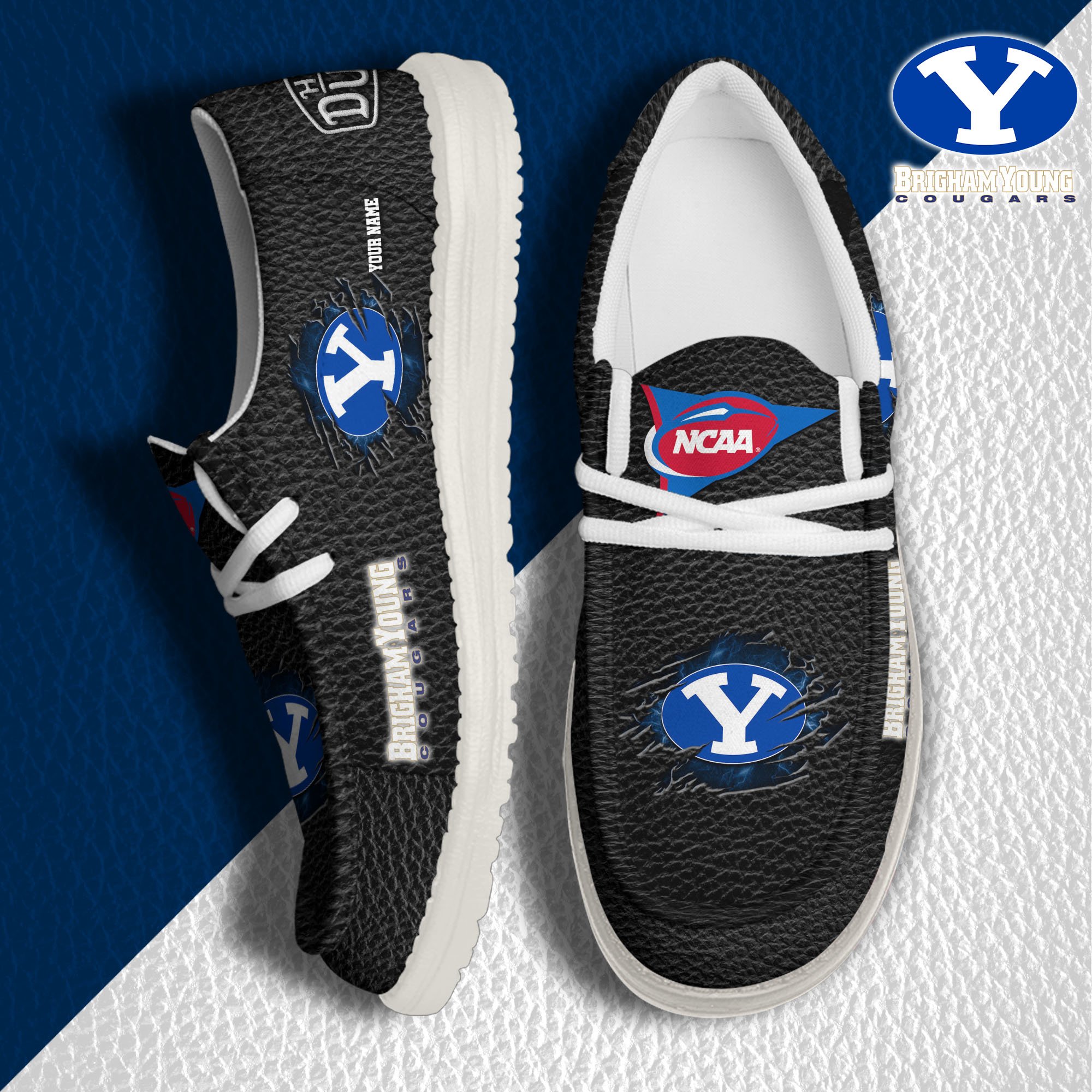 BYU Cougars Hey Dude Canvas Loafer Shoes 2024 Version Custom Your Name, Sport Shoes For Lovers, Sport Team Shoes ETRG-61855