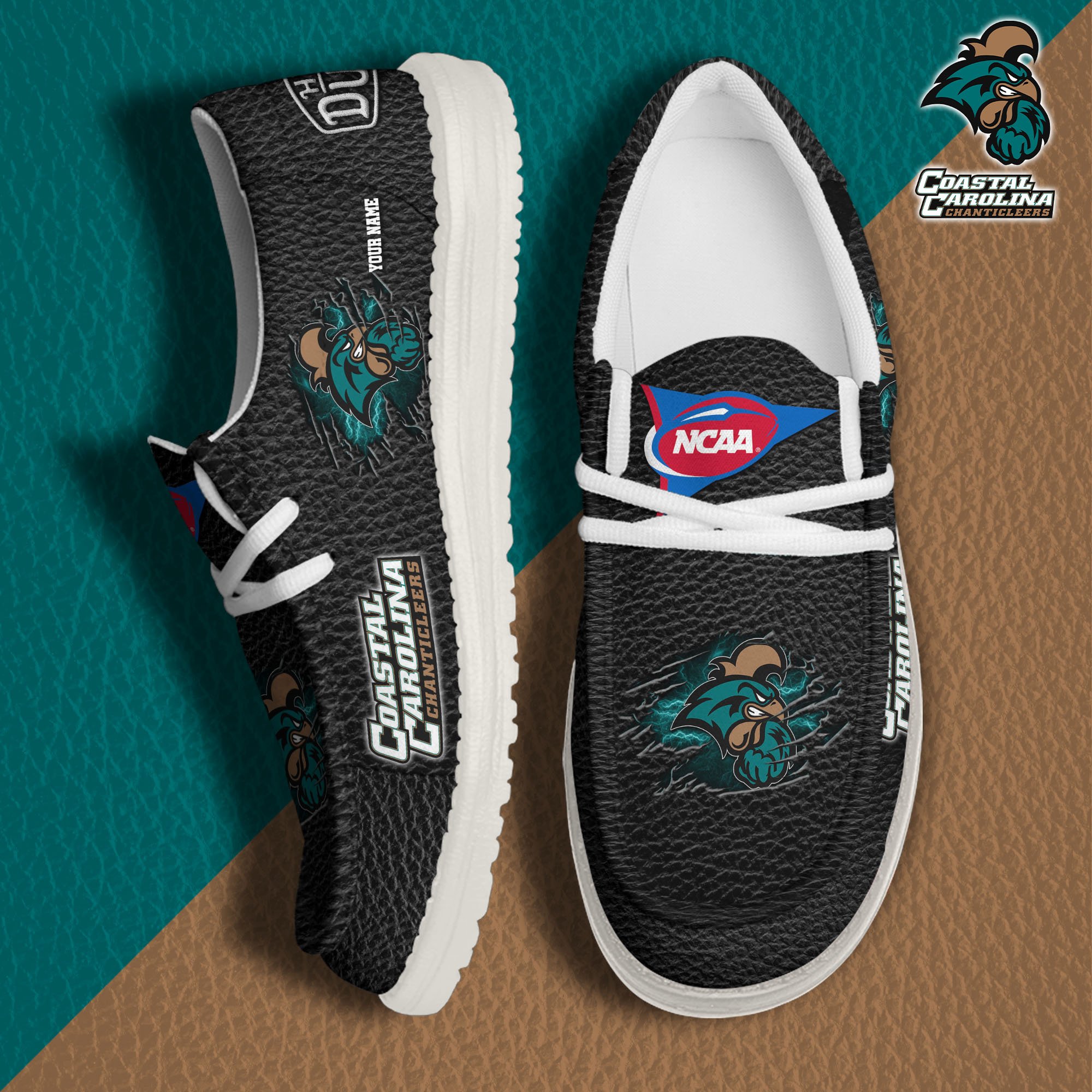 Coastal Carolina Chanticleers Hey Dude Canvas Loafer Shoes 2024 Version Custom Your Name, Sport Shoes For Lovers, Sport Team Shoes ETRG-61855