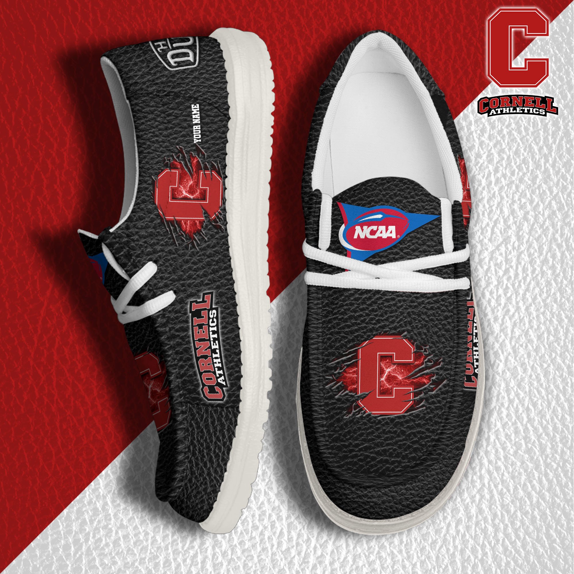 Cornell Big Red Hey Dude Canvas Loafer Shoes 2024 Version Custom Your Name, Sport Shoes For Lovers, Sport Team Shoes ETRG-61855