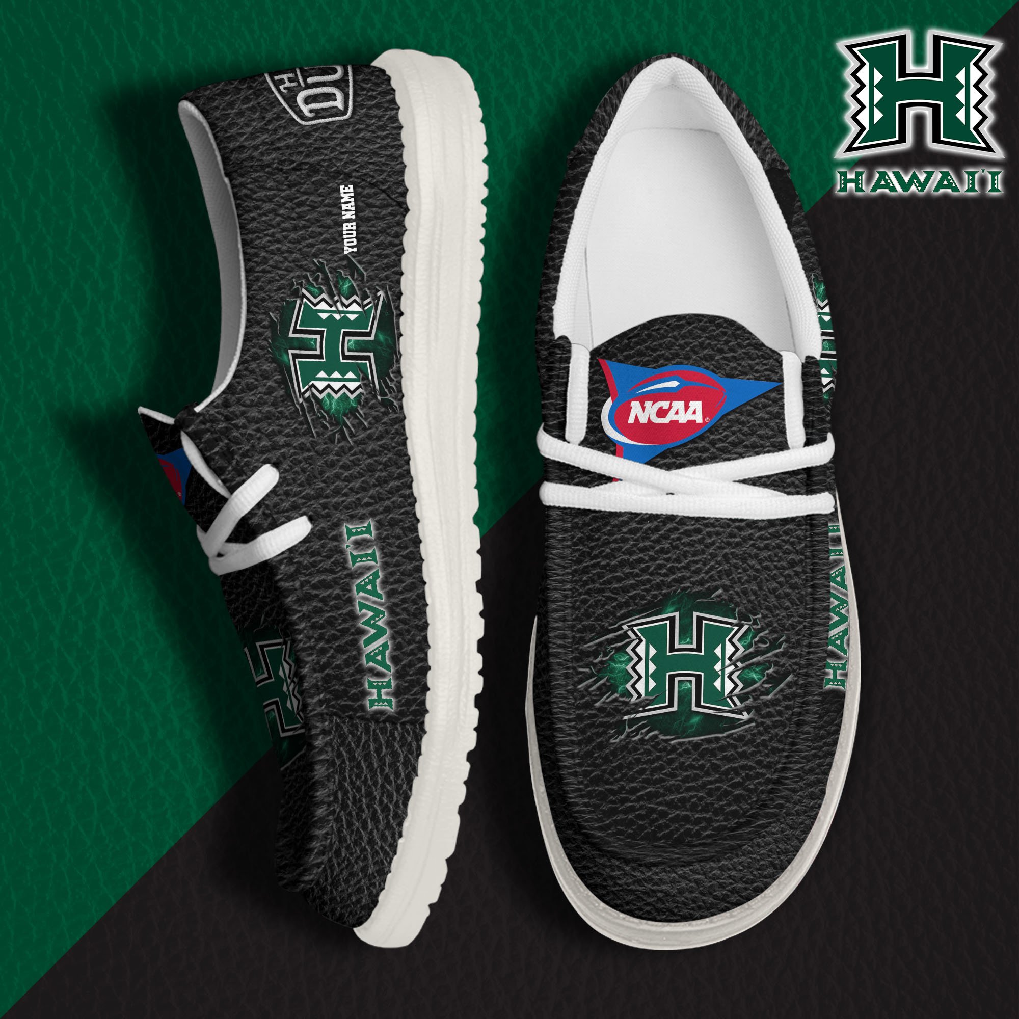 Hawaii Rainbow Warriors Hey Dude Canvas Loafer Shoes 2024 Version Custom Your Name, Sport Shoes For Lovers, Sport Team Shoes ETRG-61855