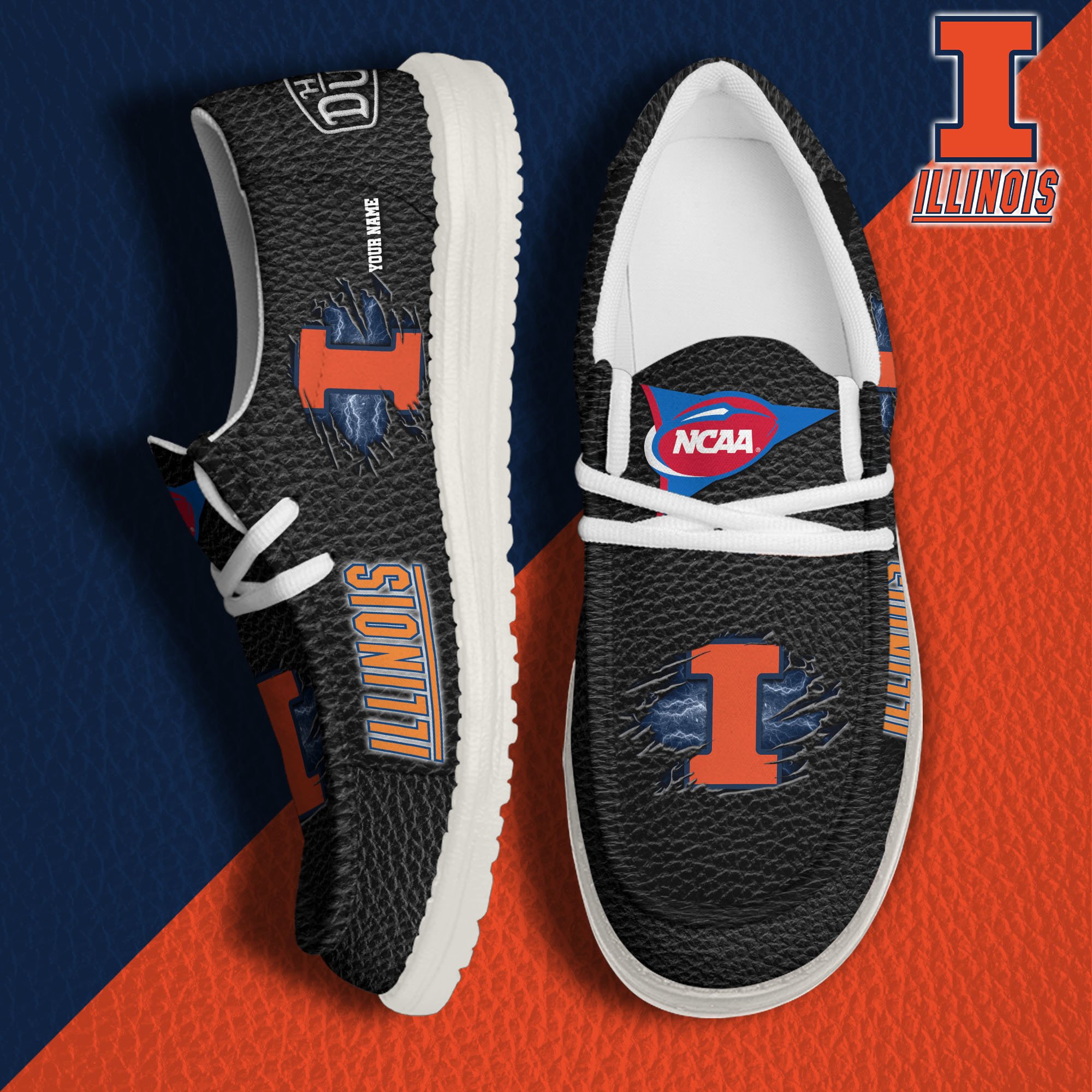 Illinois Fighting Illini Hey Dude Canvas Loafer Shoes 2024 Version Custom Your Name, Sport Shoes For Lovers, Sport Team Shoes ETRG-61855