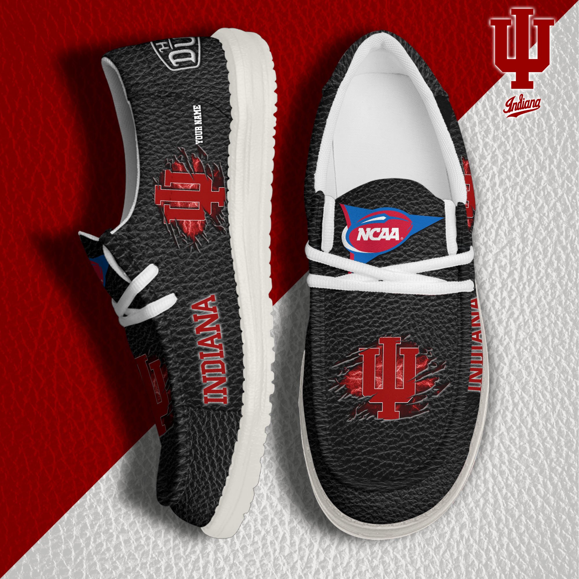 Indiana Hoosiers Hey Dude Canvas Loafer Shoes 2024 Version Custom Your Name, Sport Shoes For Lovers, Sport Team Shoes ETRG-61855