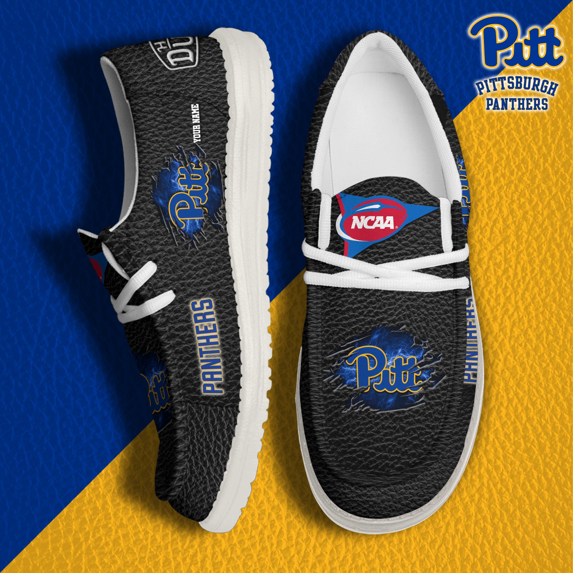 Pittsburgh Panthers Hey Dude Canvas Loafer Shoes 2024 Version Custom Your Name, Sport Shoes For Lovers, Sport Team Shoes ETRG-61855