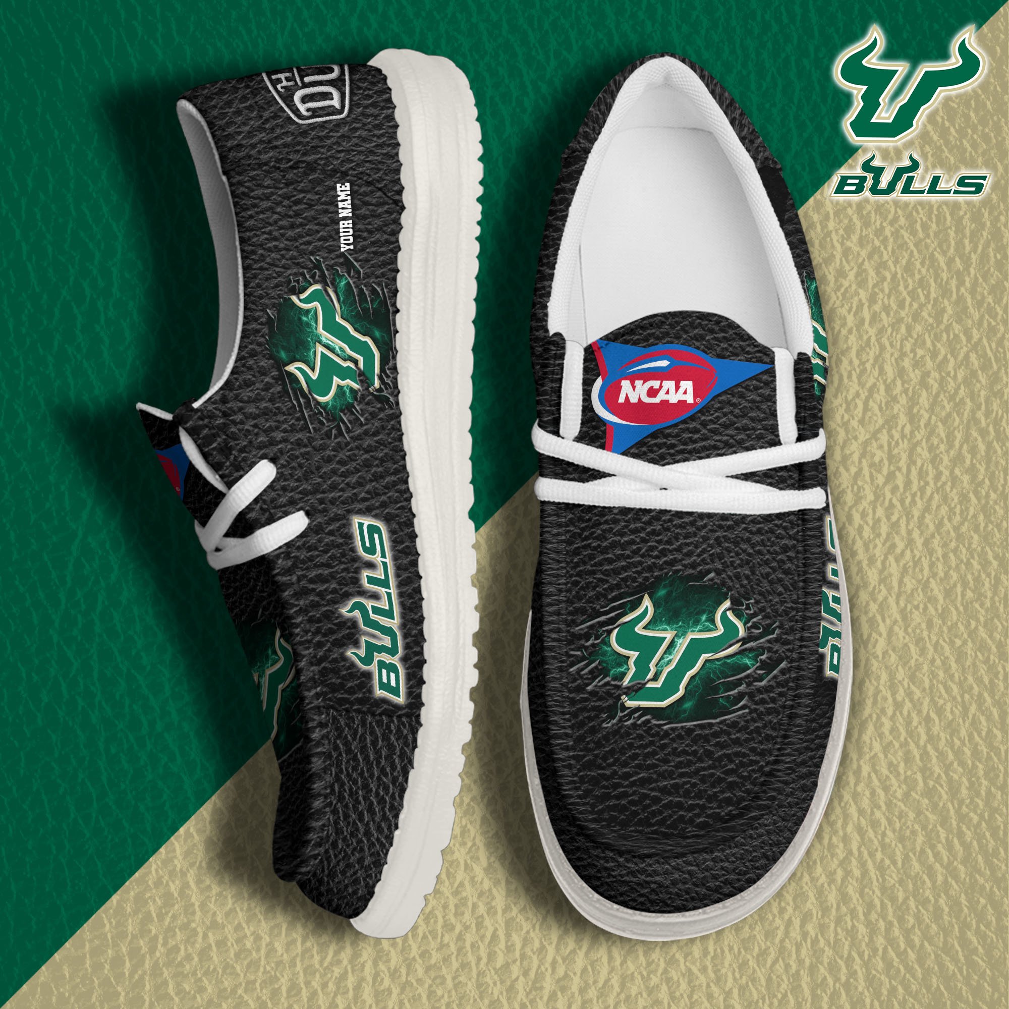 South Florida Bulls Hey Dude Canvas Loafer Shoes 2024 Version Custom Your Name, Sport Shoes For Lovers, Sport Team Shoes ETRG-61855