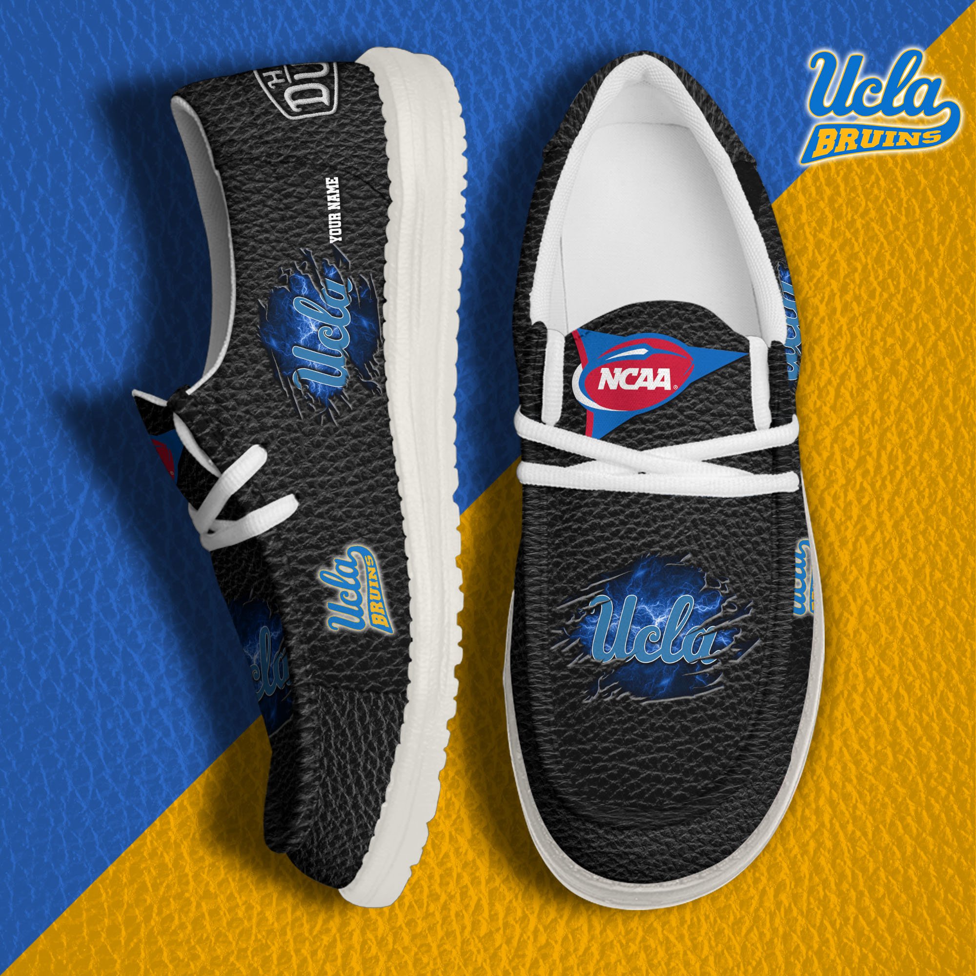 UCLA Bruins Hey Dude Canvas Loafer Shoes 2024 Version Custom Your Name, Sport Shoes For Lovers, Sport Team Shoes ETRG-61855