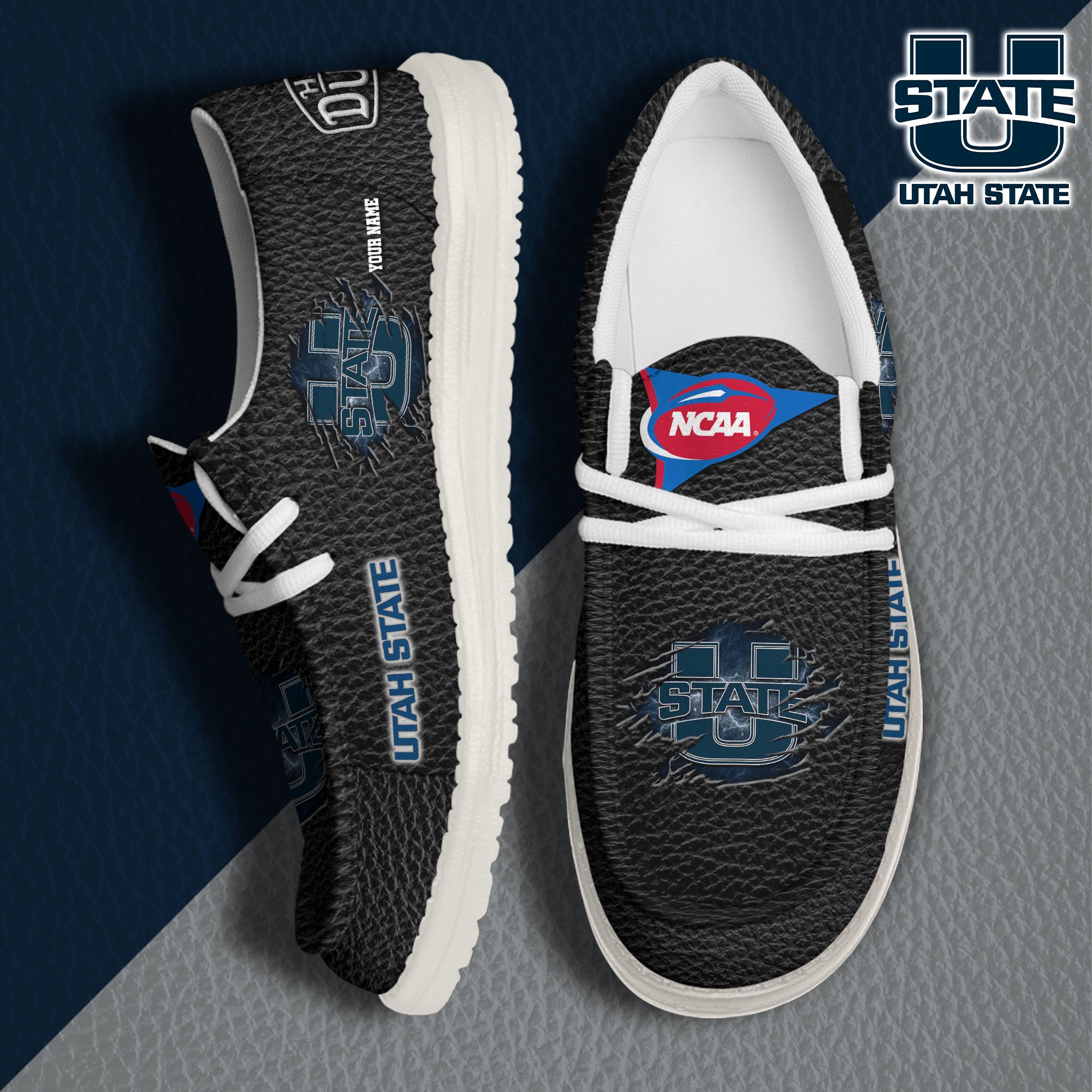 Utah State Aggies Hey Dude Canvas Loafer Shoes 2024 Version Custom Your Name, Sport Shoes For Lovers, Sport Team Shoes ETRG-61855