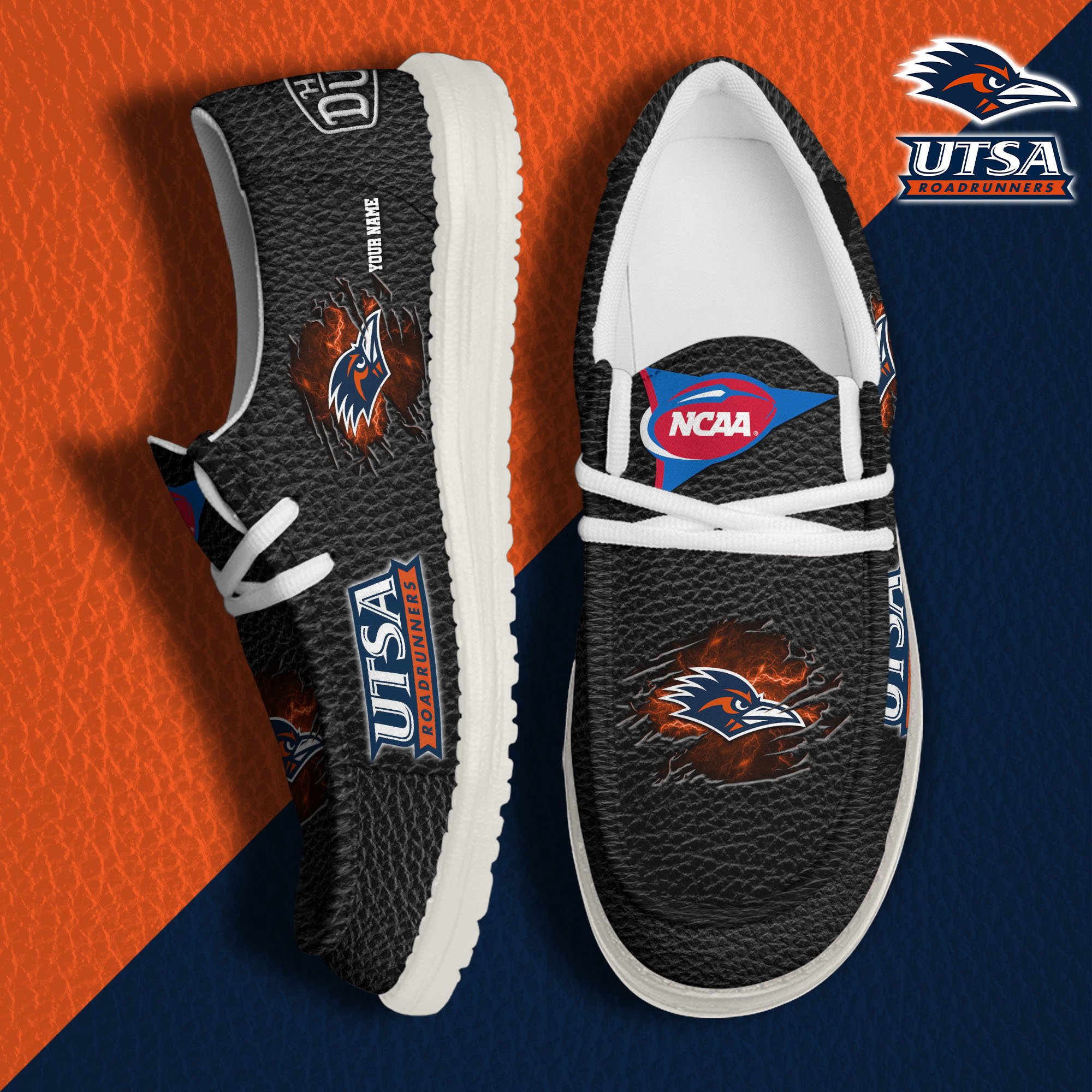 UTSA Roadrunners Hey Dude Canvas Loafer Shoes 2024 Version Custom Your Name, Sport Shoes For Lovers, Sport Team Shoes ETRG-61855