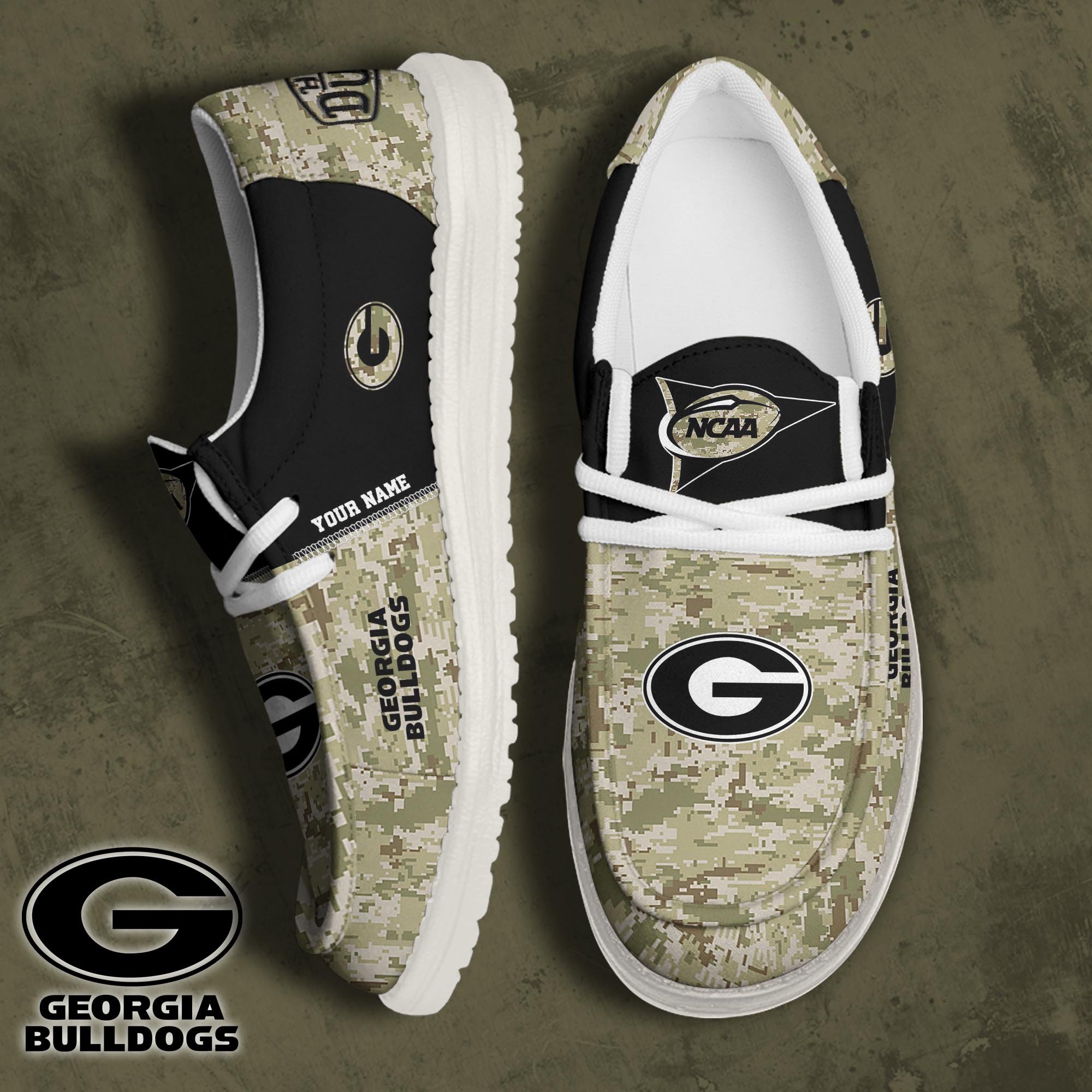 Georgia Bulldogs Football Hey Dude Canvas Loafer Shoes 2024 Version Custom Your Name, Sport Shoes For Fan, Fan Gifts ETRG-61868