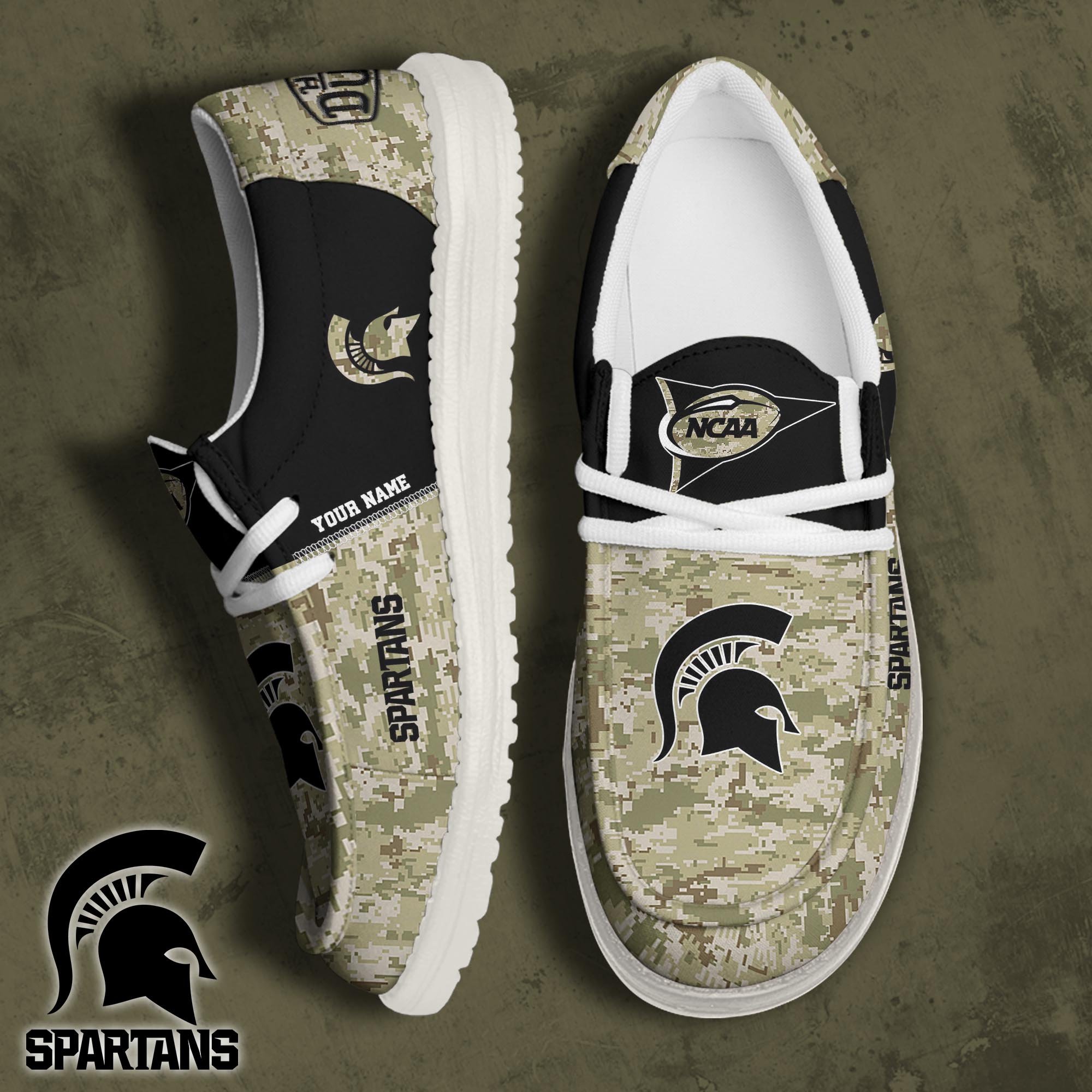 Michigan State Spartans Football Hey Dude Canvas Loafer Shoes 2024 Version Custom Your Name, Sport Shoes For Fan, Fan Gifts ETRG-61868