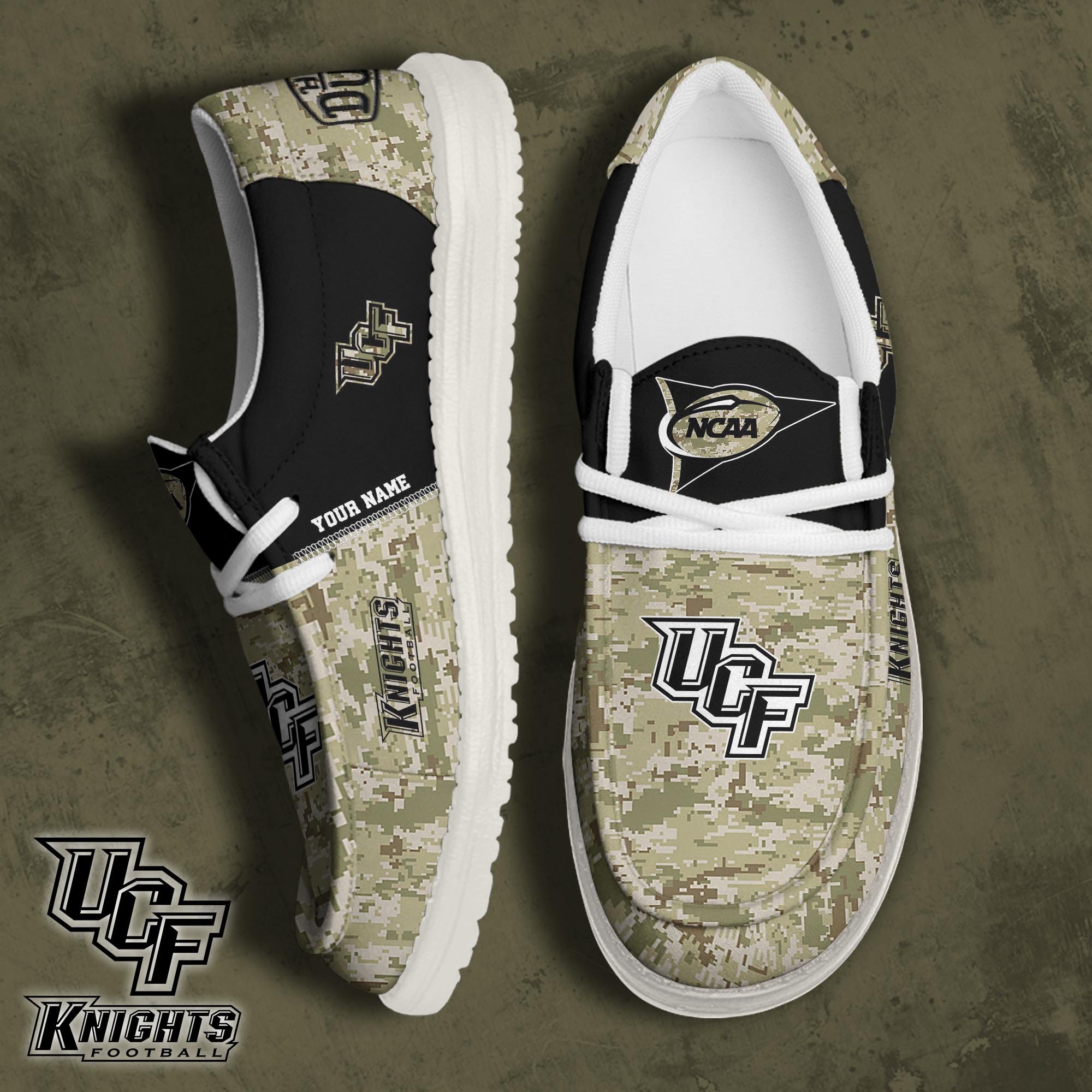 UCF Knights Football Hey Dude Canvas Loafer Shoes 2024 Version Custom Your Name, Sport Shoes For Fan, Fan Gifts ETRG-61868