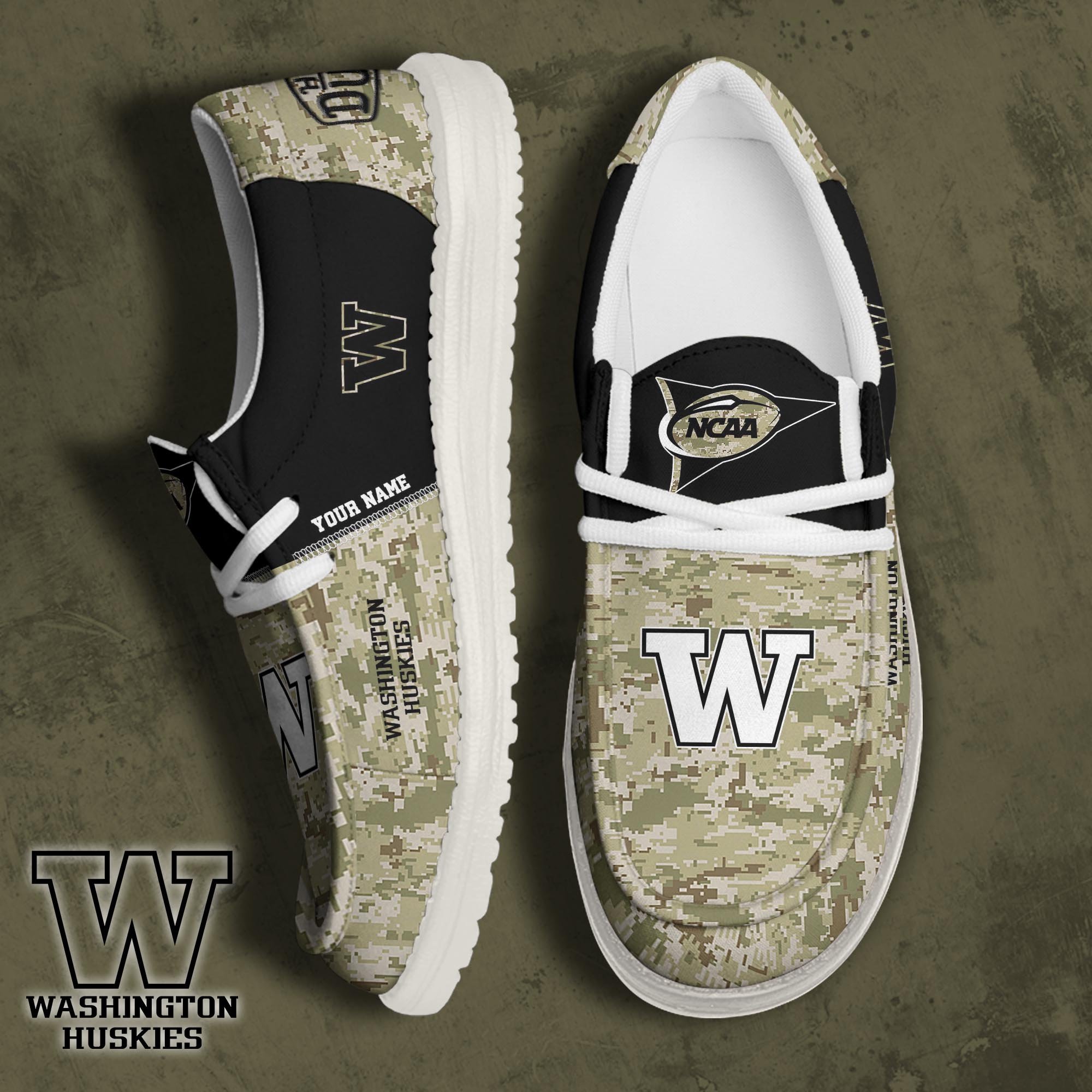 Washington Huskies Football Hey Dude Canvas Loafer Shoes 2024 Version Custom Your Name, Sport Shoes For Fan, Fan Gifts ETRG-61868