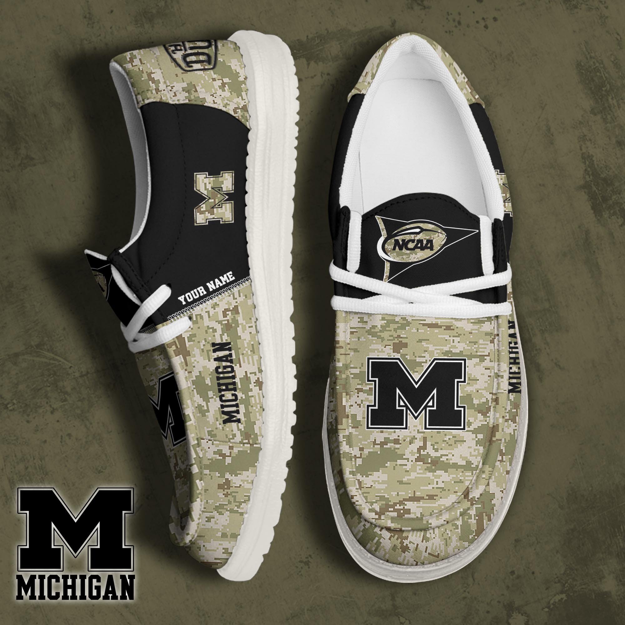 Michigan Wolverines Football Hey Dude Canvas Loafer Shoes 2024 Version Custom Your Name, Sport Shoes For Fan, Fan Gifts ETRG-61868