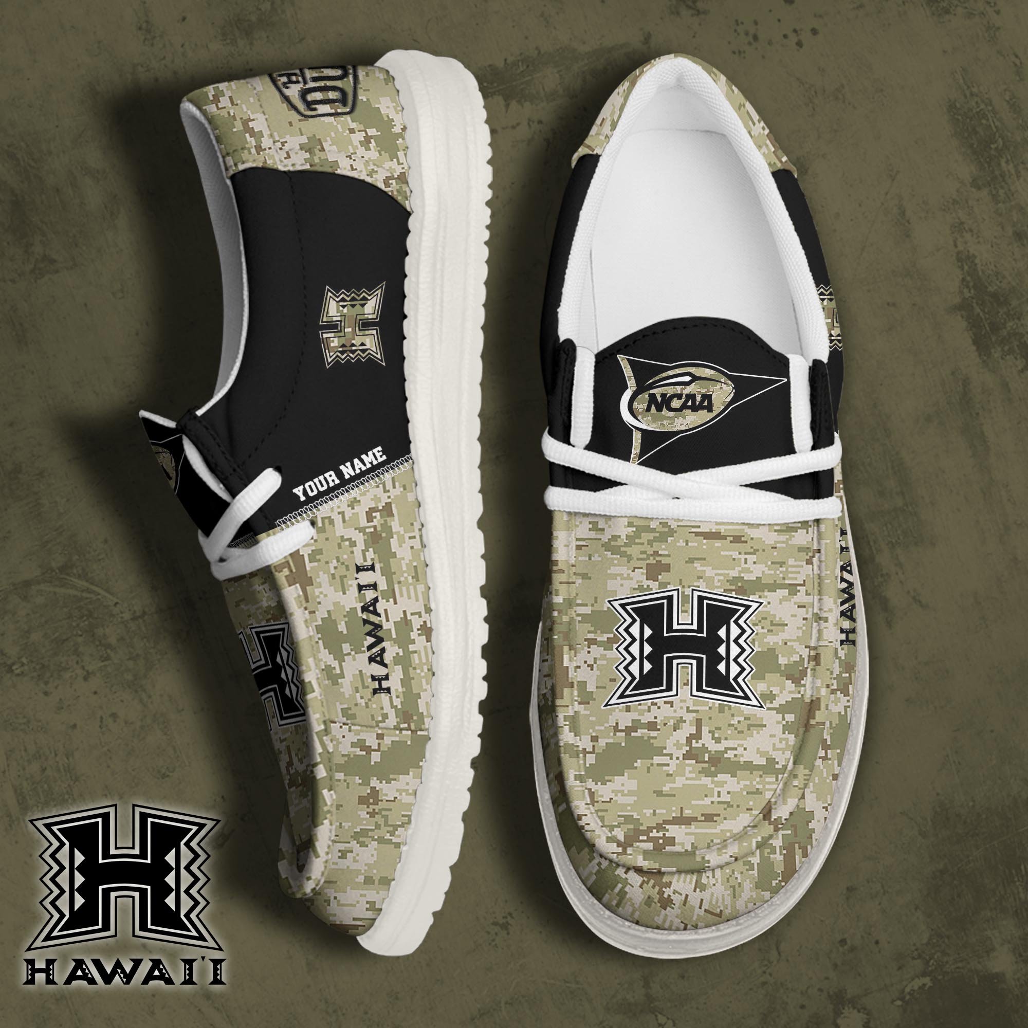 Hawaii Rainbow Warriors Football Hey Dude Canvas Loafer Shoes 2024 Version Custom Your Name, Sport Shoes For Fan, Fan Gifts ETRG-61868