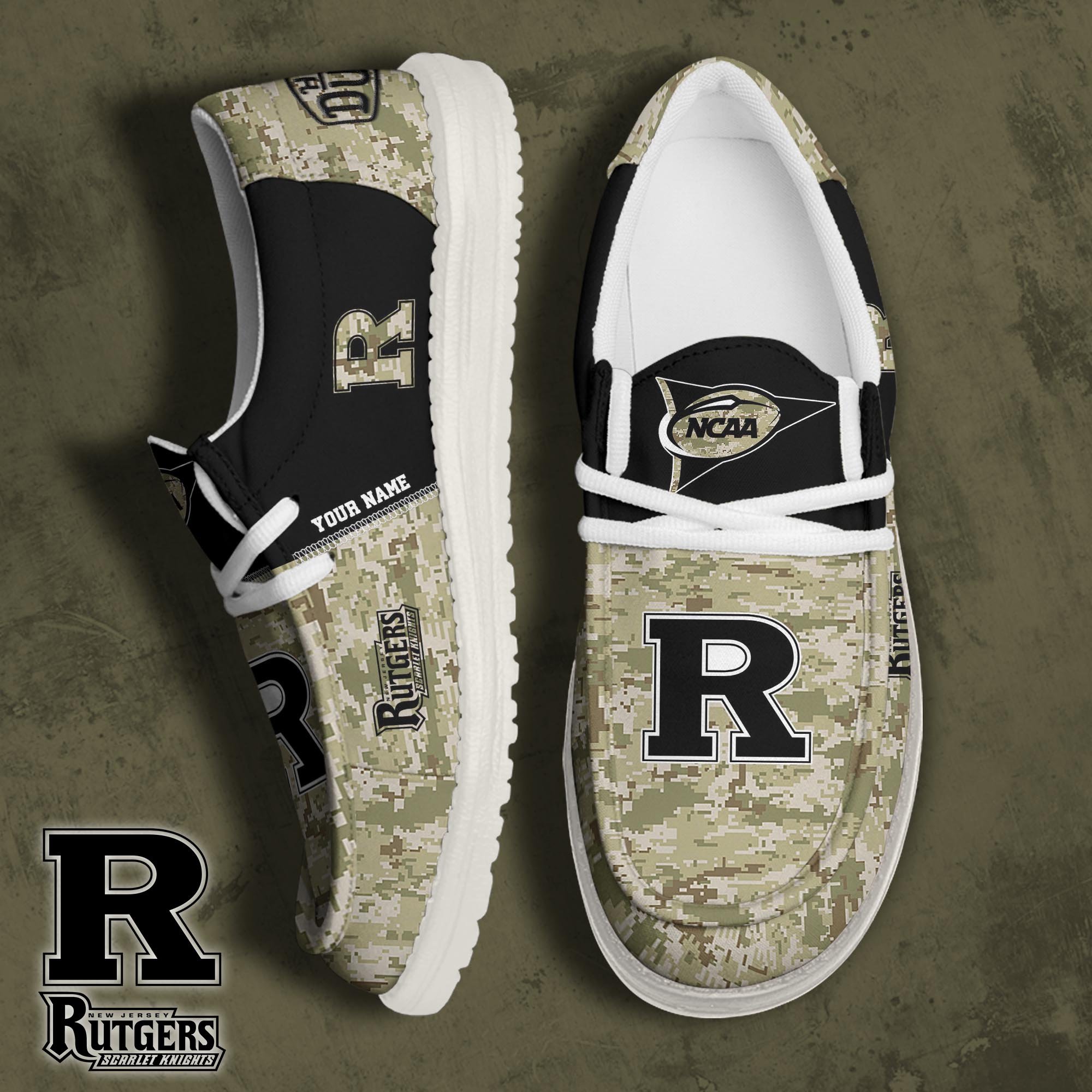 Rutgers Scarlet Knights Football Hey Dude Canvas Loafer Shoes 2024 Version Custom Your Name, Sport Shoes For Fan, Fan Gifts ETRG-61868