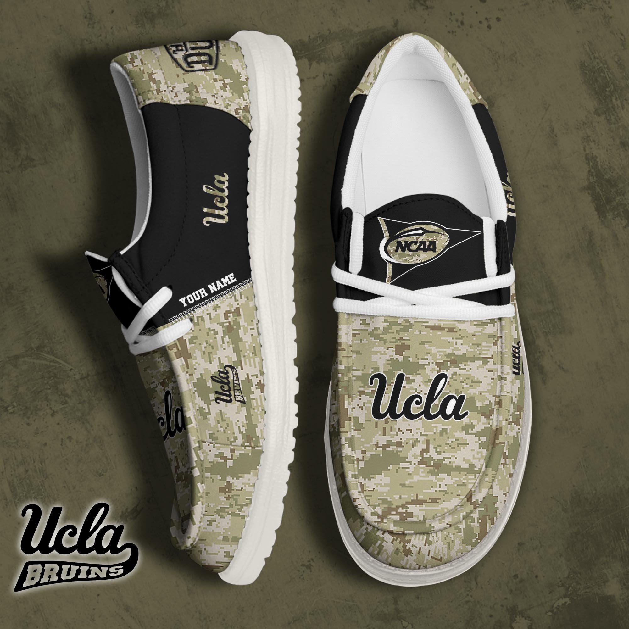 UCLA Bruins Football Hey Dude Canvas Loafer Shoes 2024 Version Custom Your Name, Sport Shoes For Fan, Fan Gifts ETRG-61868