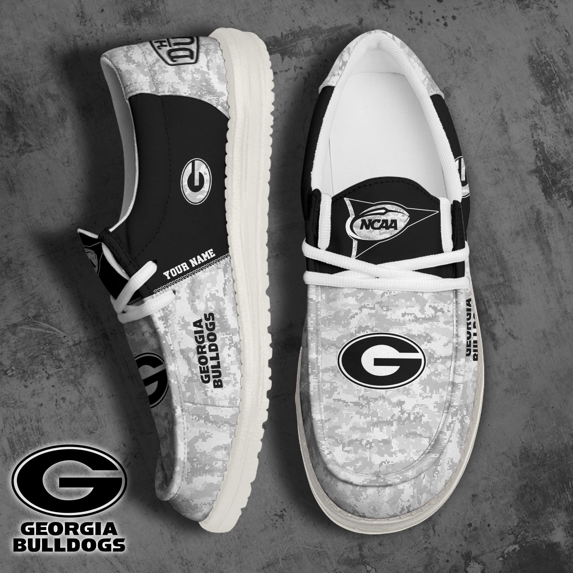 Georgia Bulldogs Football Hey Dude Canvas Loafer Shoes 2024 Version Custom Your Name, Sport Shoes For Fan, Fan Gifts ETRG-61869