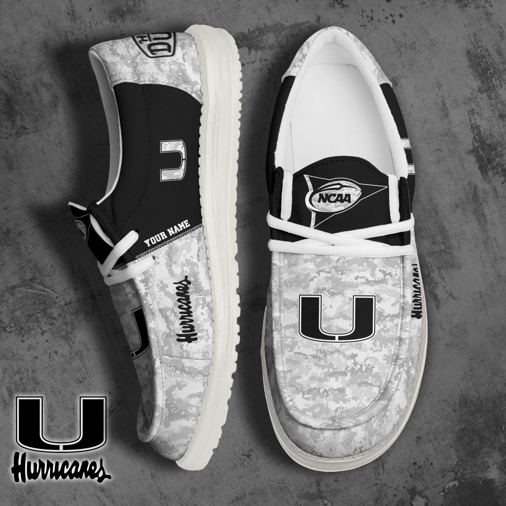 Miami Hurricanes Football Hey Dude Canvas Loafer Shoes 2024 Version Custom Your Name, Sport Shoes For Fan, Fan Gifts ETRG-61869