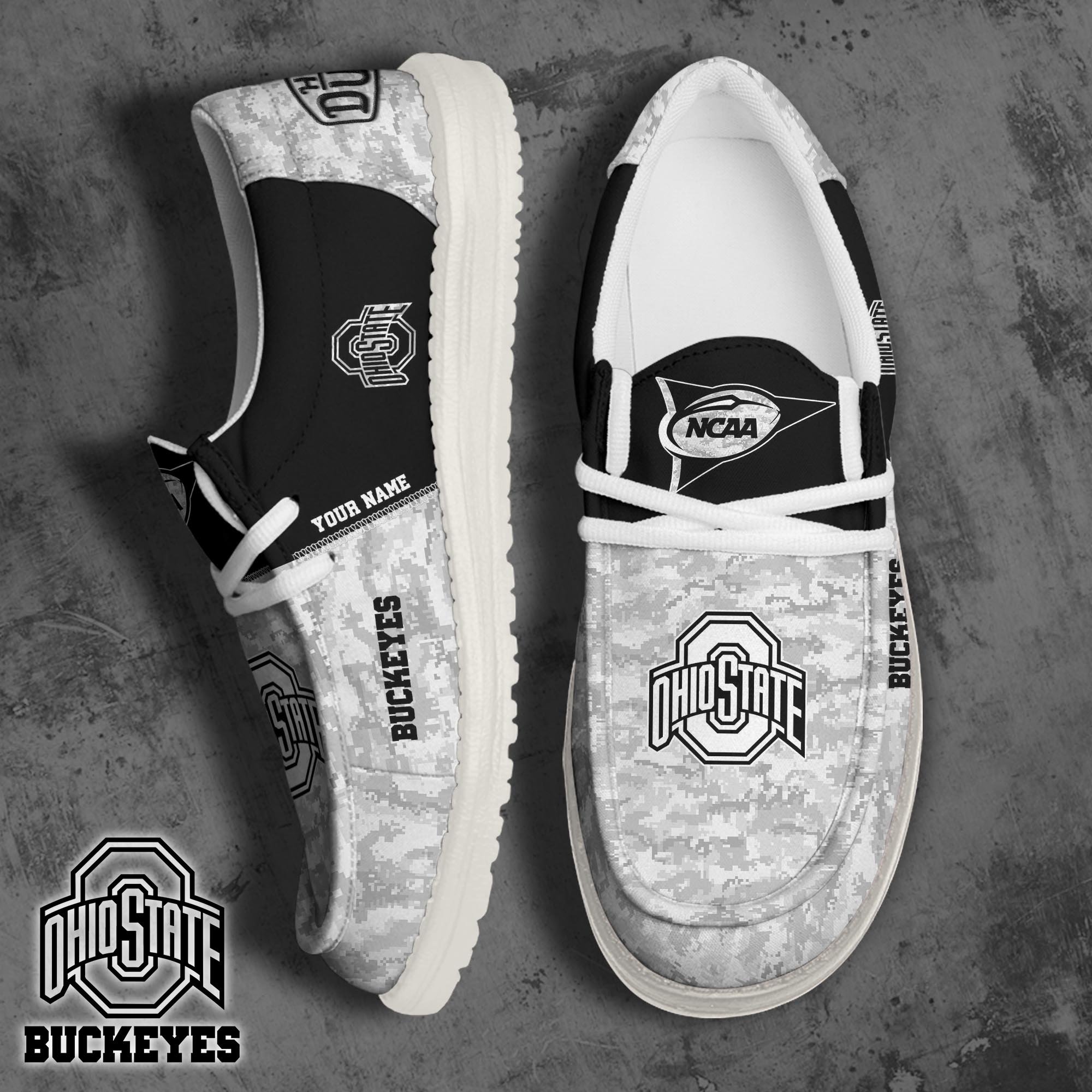 Ohio State Buckeyes Football Hey Dude Canvas Loafer Shoes 2024 Version Custom Your Name, Sport Shoes For Fan, Fan Gifts ETRG-61869