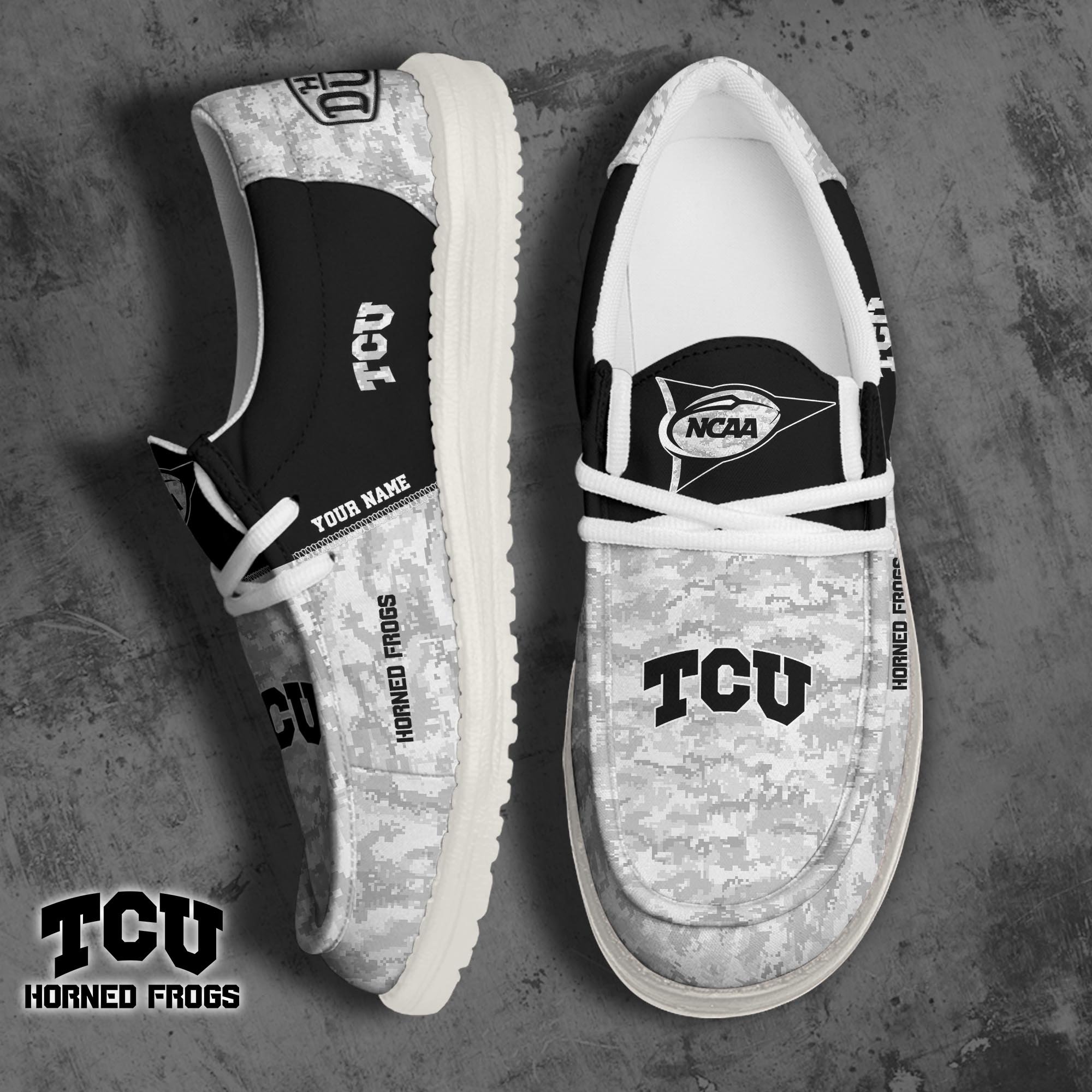 TCU Horned Frogs Football Hey Dude Canvas Loafer Shoes 2024 Version Custom Your Name, Sport Shoes For Fan, Fan Gifts ETRG-61869