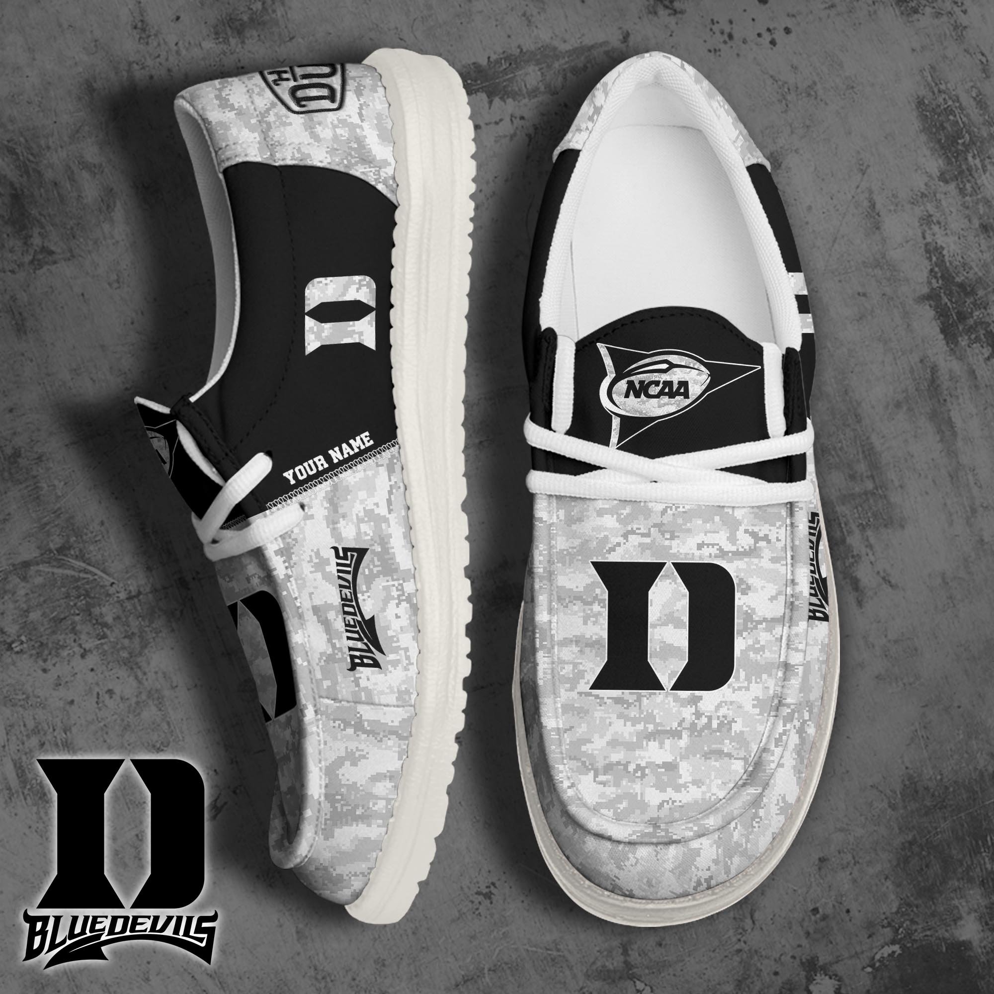 Duke Blue Devils Football Hey Dude Canvas Loafer Shoes 2024 Version Custom Your Name, Sport Shoes For Fan, Fan Gifts ETRG-61869