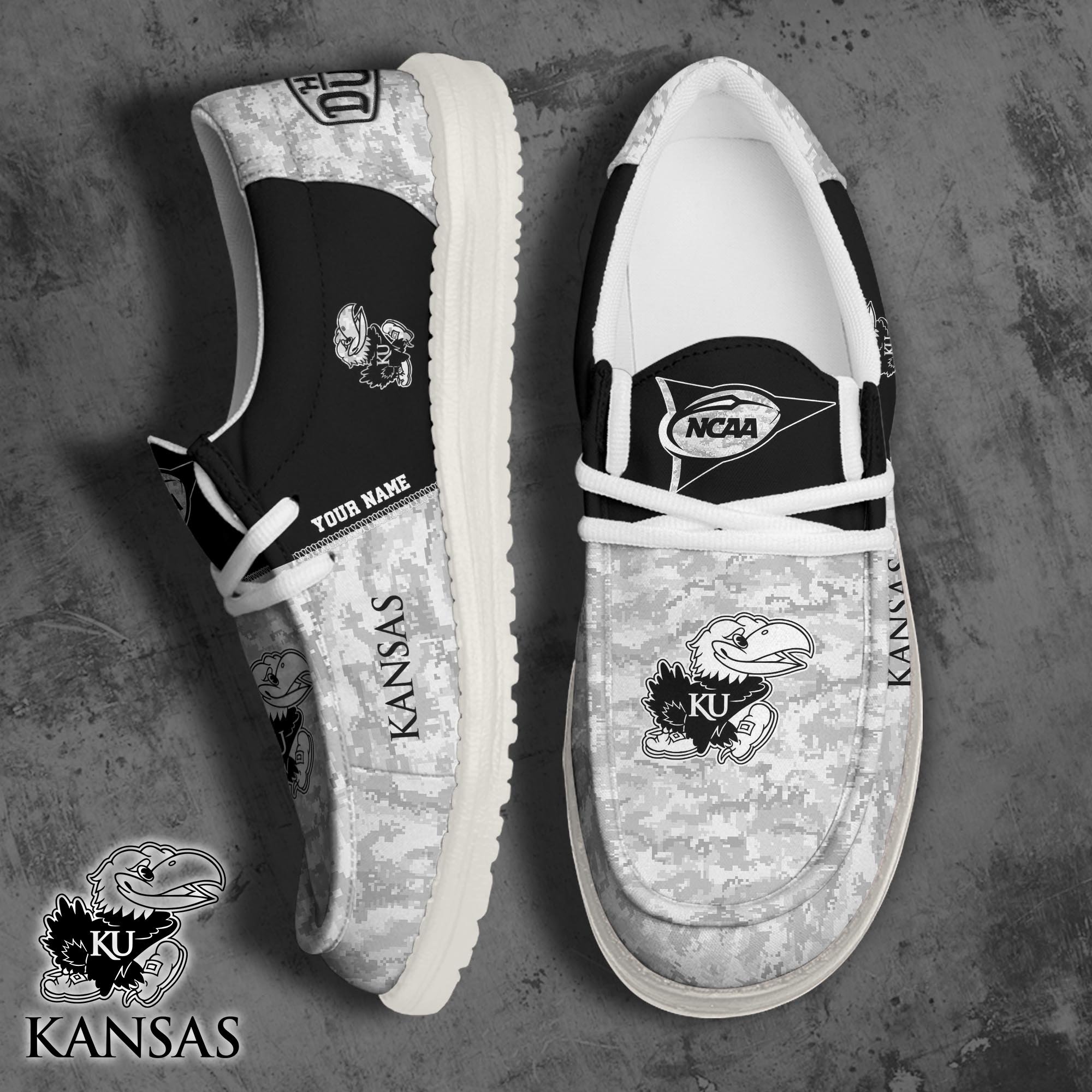 Kansas Jayhawks Football Hey Dude Canvas Loafer Shoes 2024 Version Custom Your Name, Sport Shoes For Fan, Fan Gifts ETRG-61869