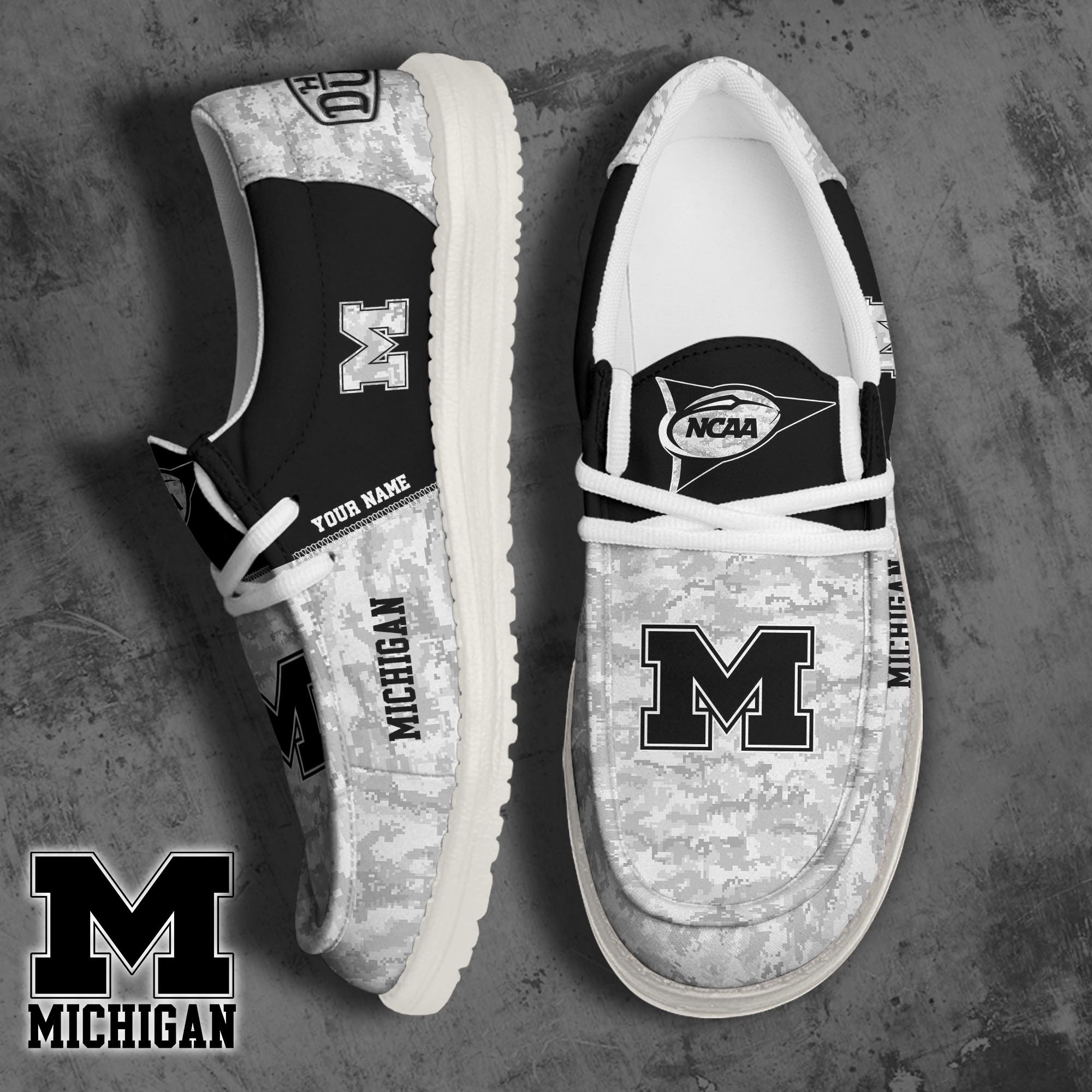 Michigan Wolverines Football Hey Dude Canvas Loafer Shoes 2024 Version Custom Your Name, Sport Shoes For Fan, Fan Gifts ETRG-61869