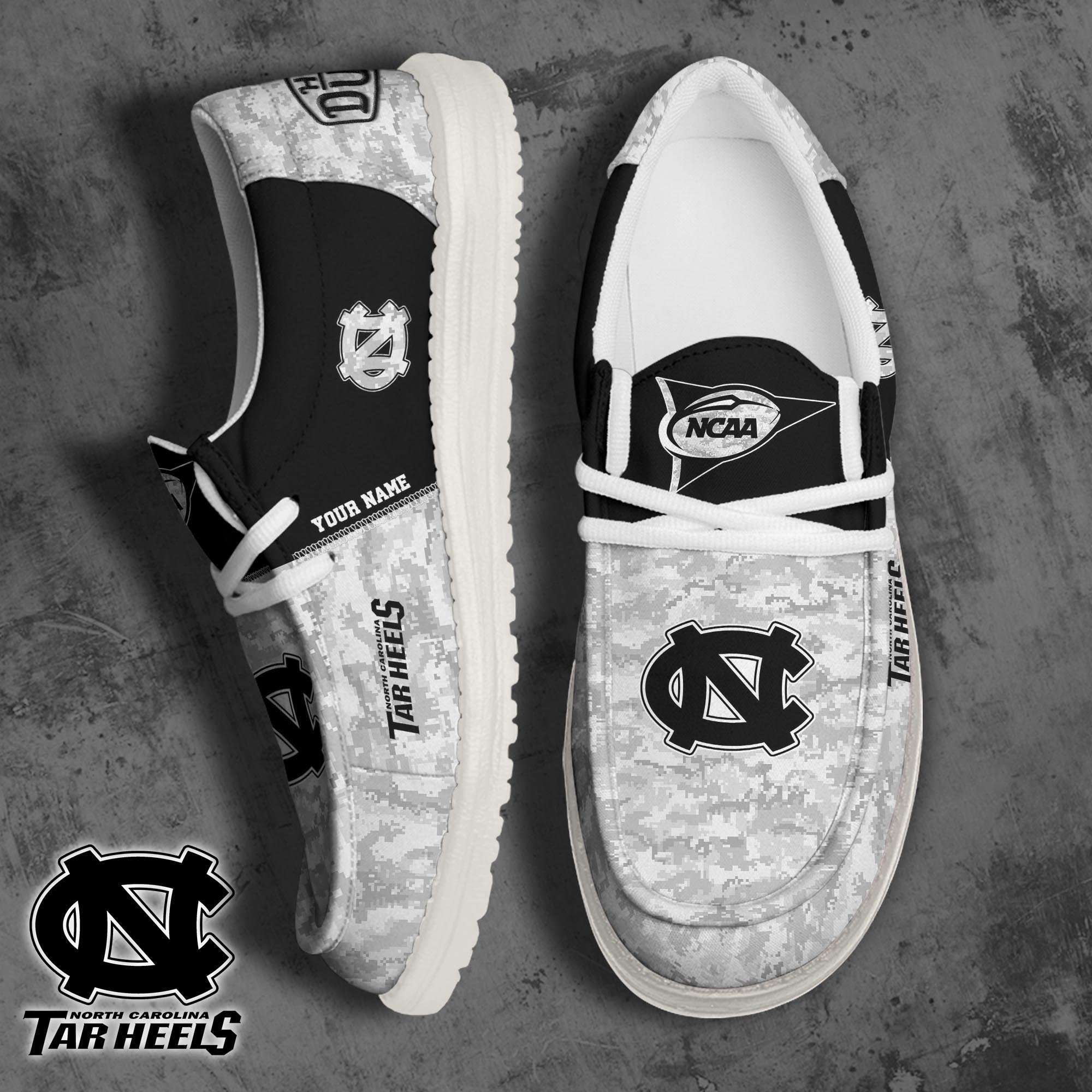 North Carolina Tar Heels Football Hey Dude Canvas Loafer Shoes 2024 Version Custom Your Name, Sport Shoes For Fan, Fan Gifts ETRG-61869