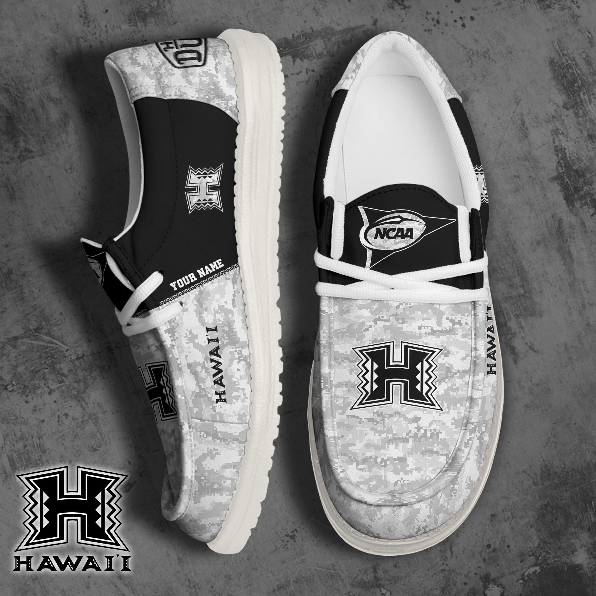 Hawaii Rainbow Warriors Football Hey Dude Canvas Loafer Shoes 2024 Version Custom Your Name, Sport Shoes For Fan, Fan Gifts ETRG-61869