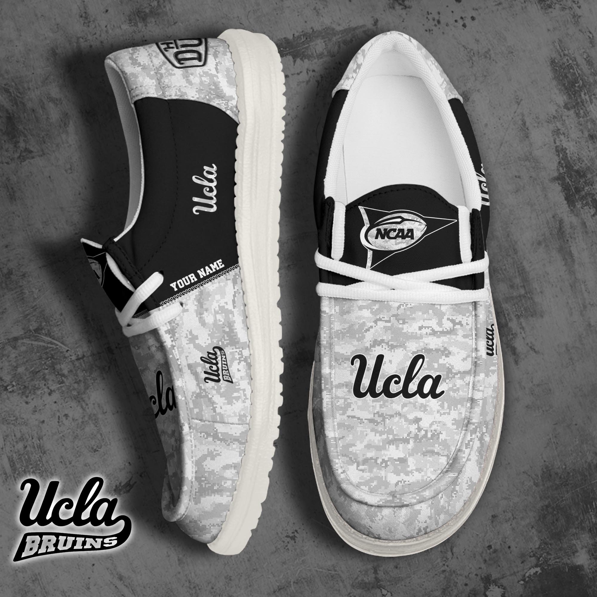 UCLA Bruins Football Hey Dude Canvas Loafer Shoes 2024 Version Custom Your Name, Sport Shoes For Fan, Fan Gifts ETRG-61869